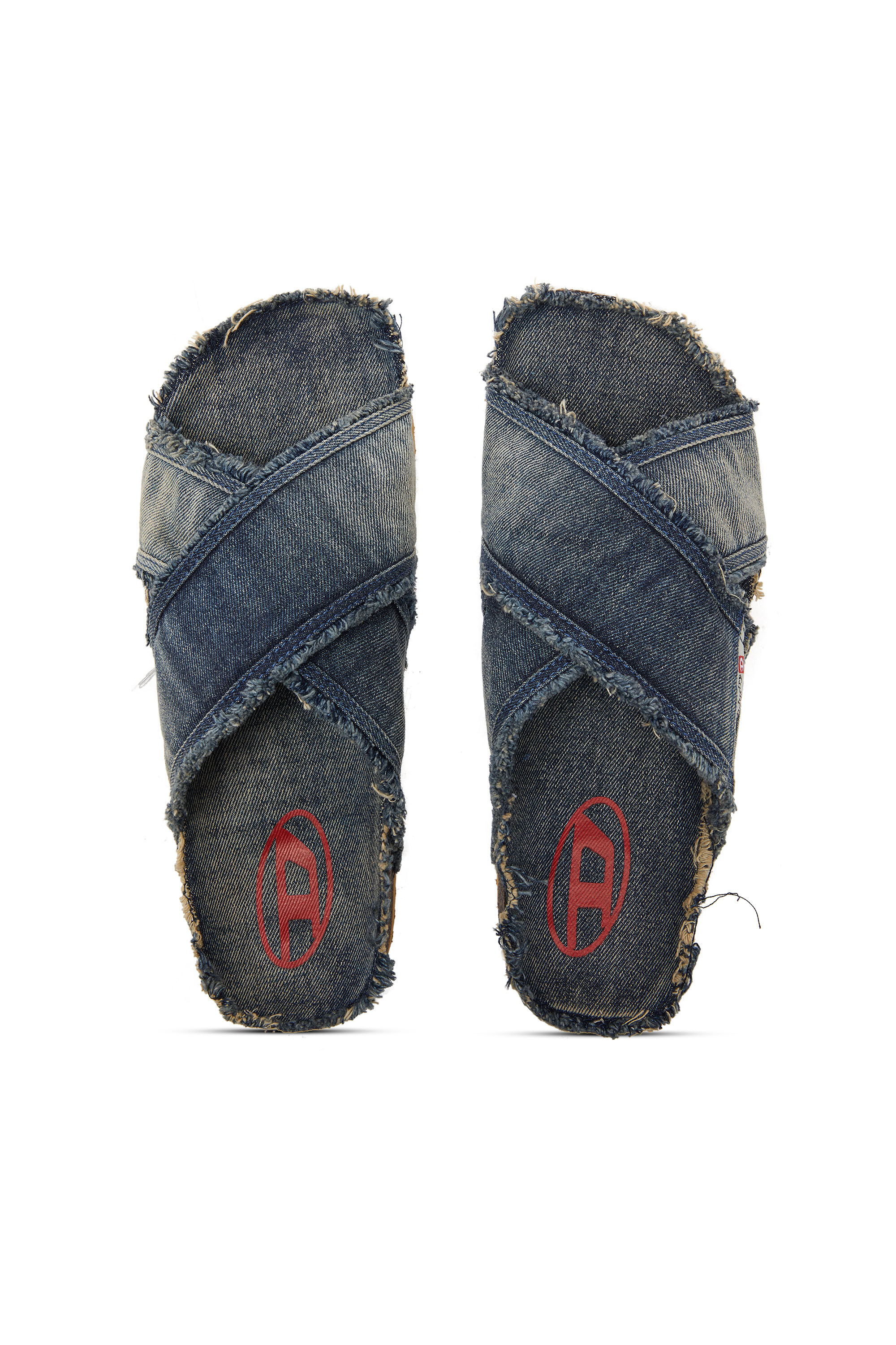 Diesel - D-WOODSTOCK CROSS, D-Woodstock-Crossover mules en denim effiloché Homme in Bleu - 4