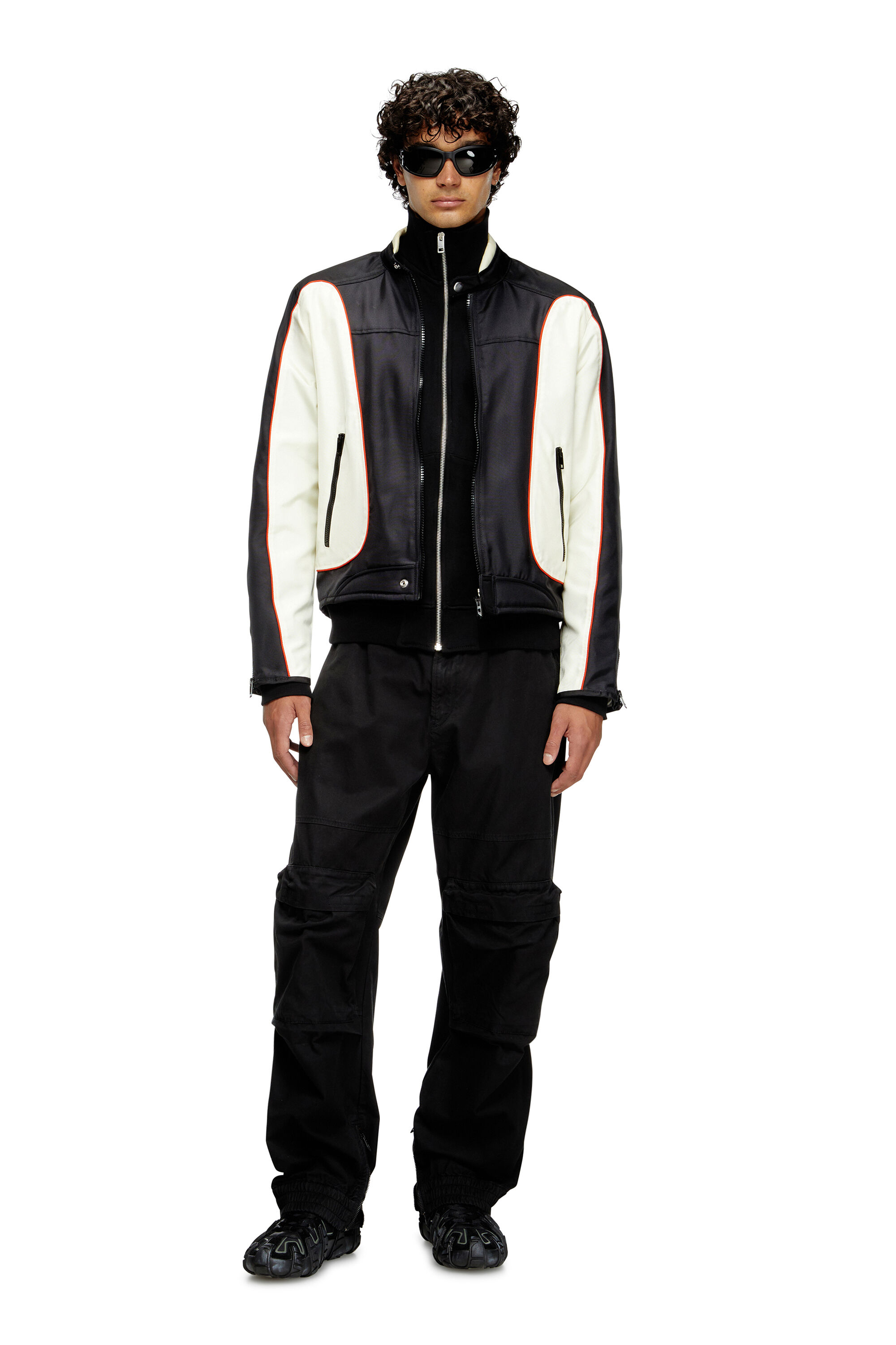 Men's Colour-block biker jacket with piping | Multicolor | Diesel
