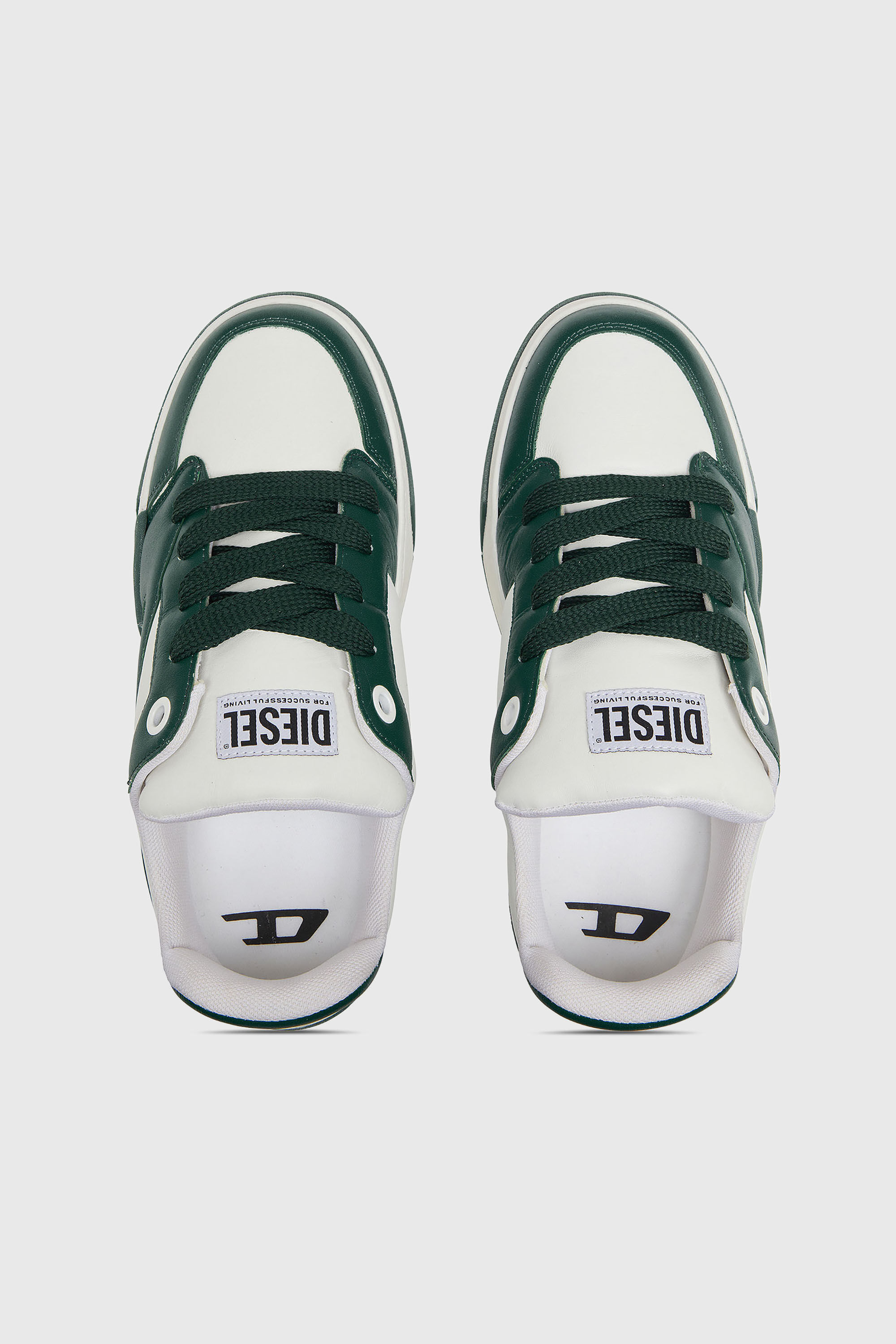 Diesel - S-D-OLLIE LOW, D-Ollie-Baskets en cuir bicolore Homme in Blanc - 4