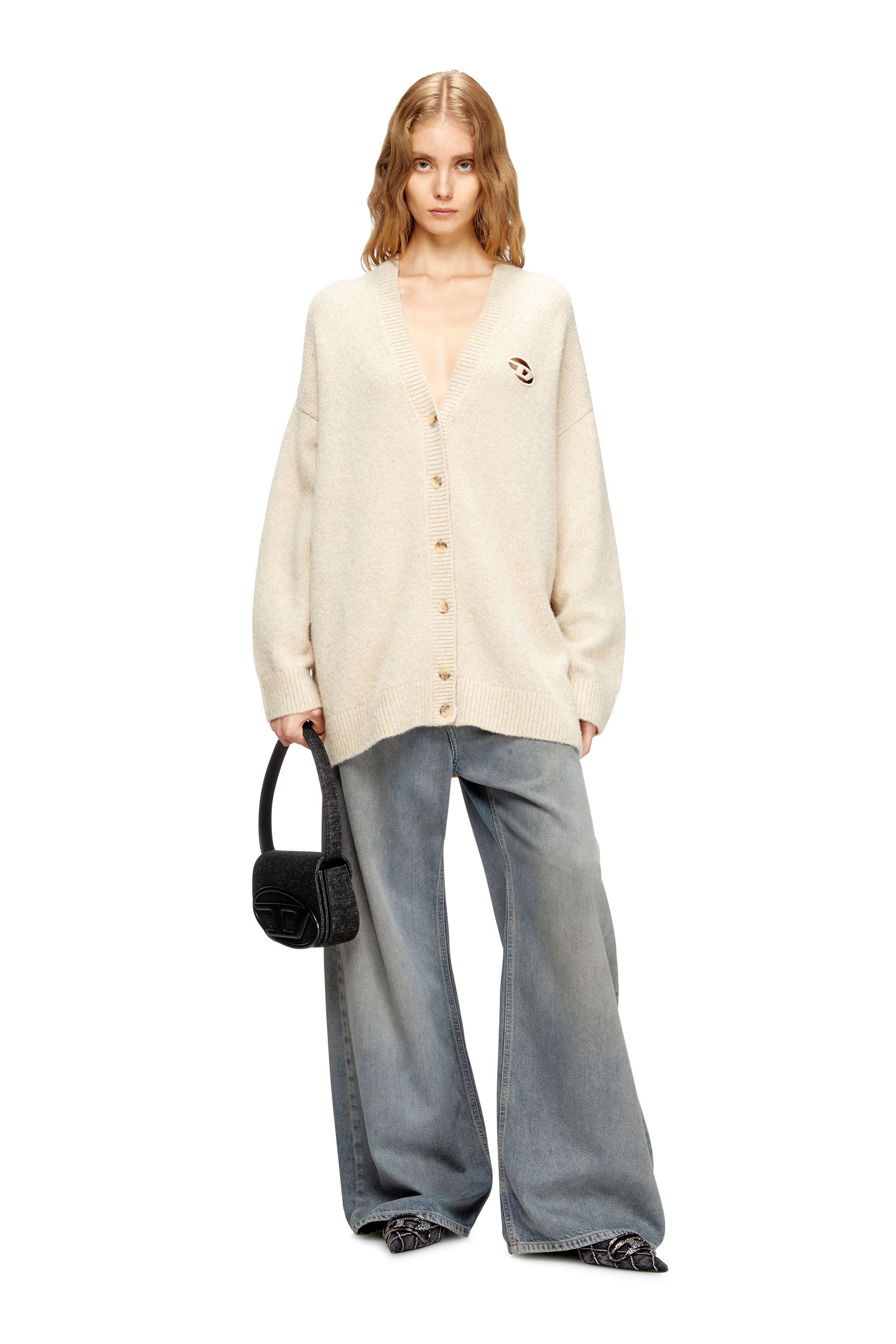 Diesel - M-AREELA, Cardigan en mélange de laine et d'alpaga Femme in Beige - 1