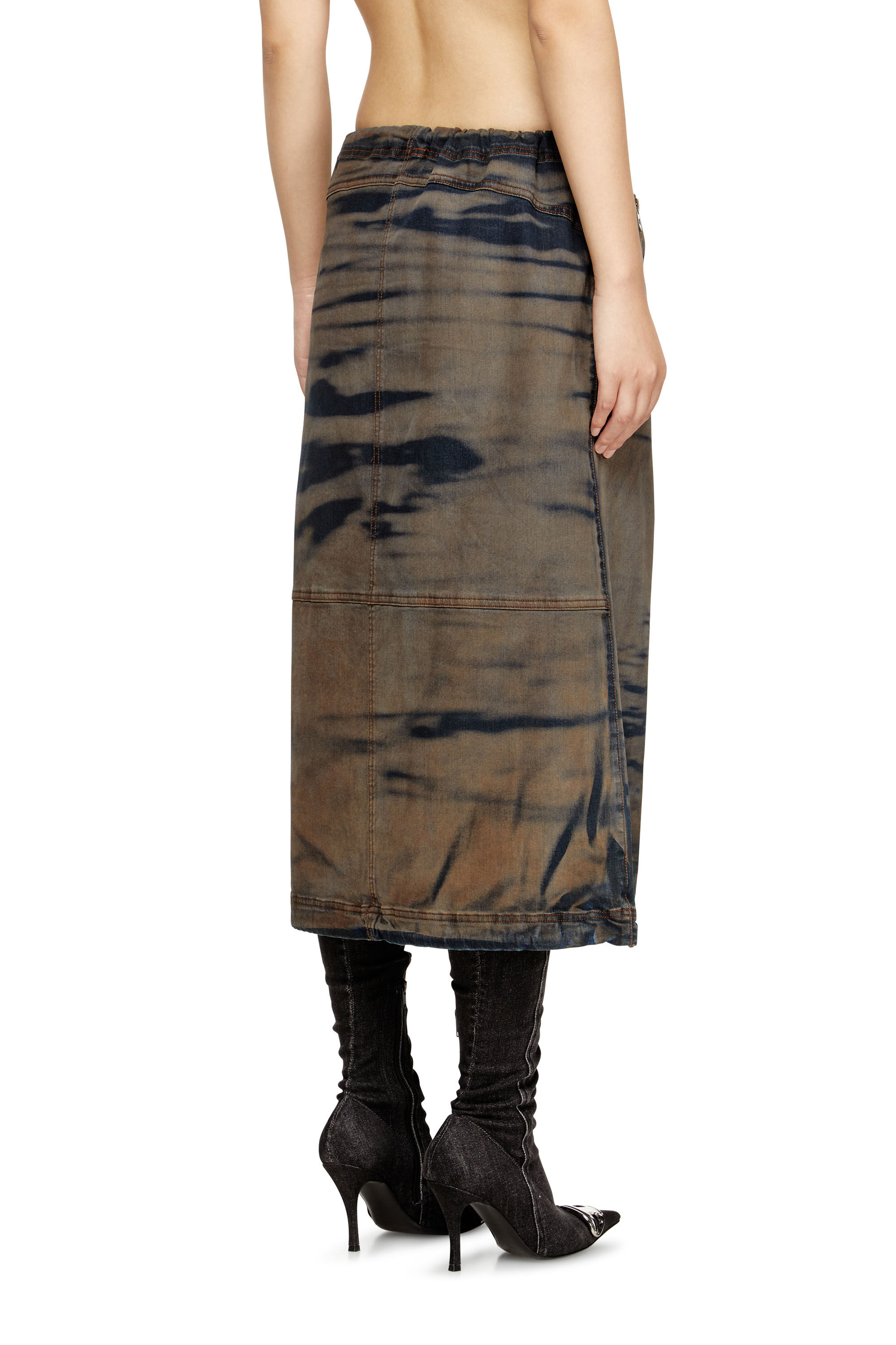 Diesel - O-MIRTOW-DEN, Jupe midi en denim avec cordon Femme in Polychrome - 4