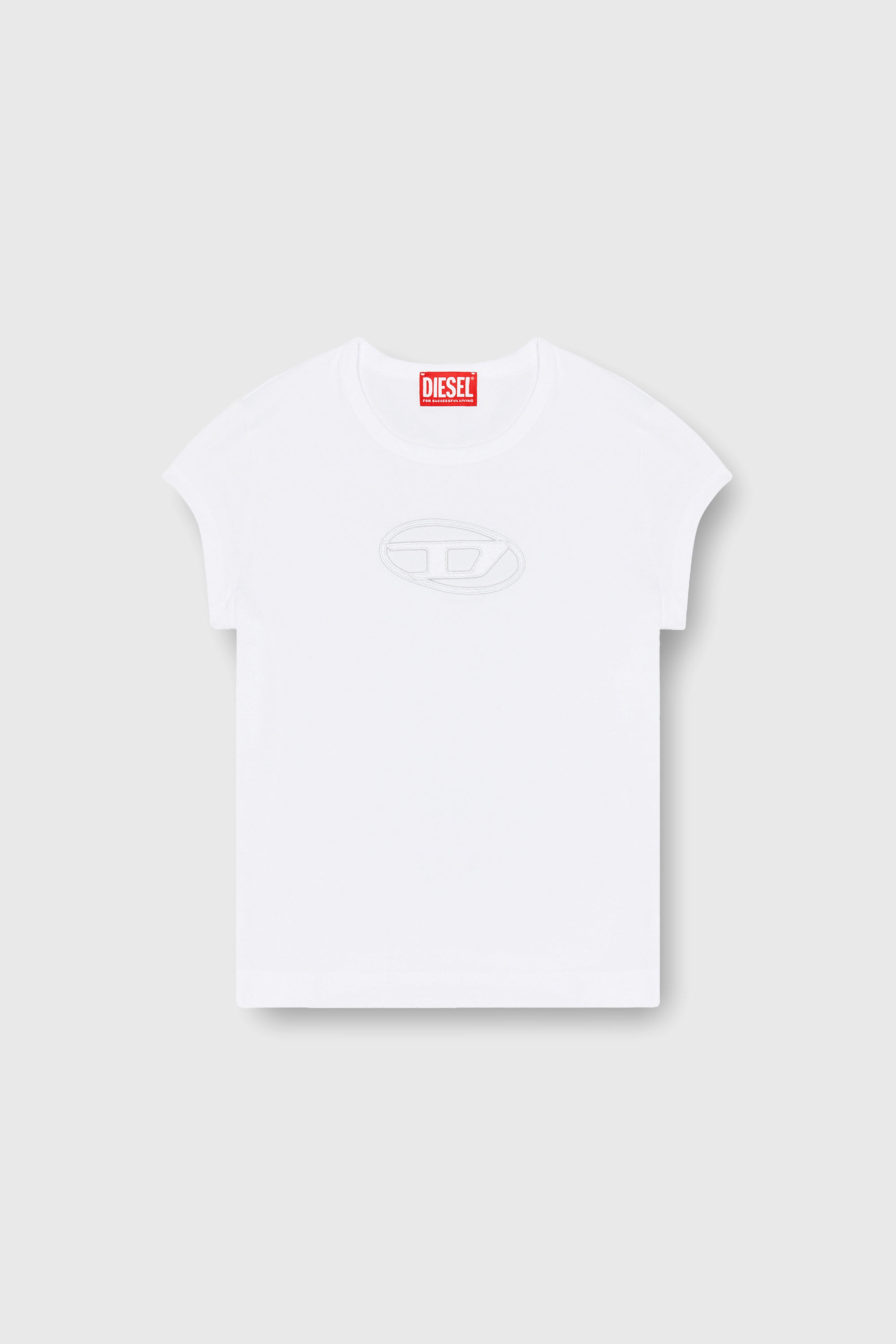 Diesel - T-ANGIE, T-shirt avec logo peek-a-boo Femme in Blanc - 2