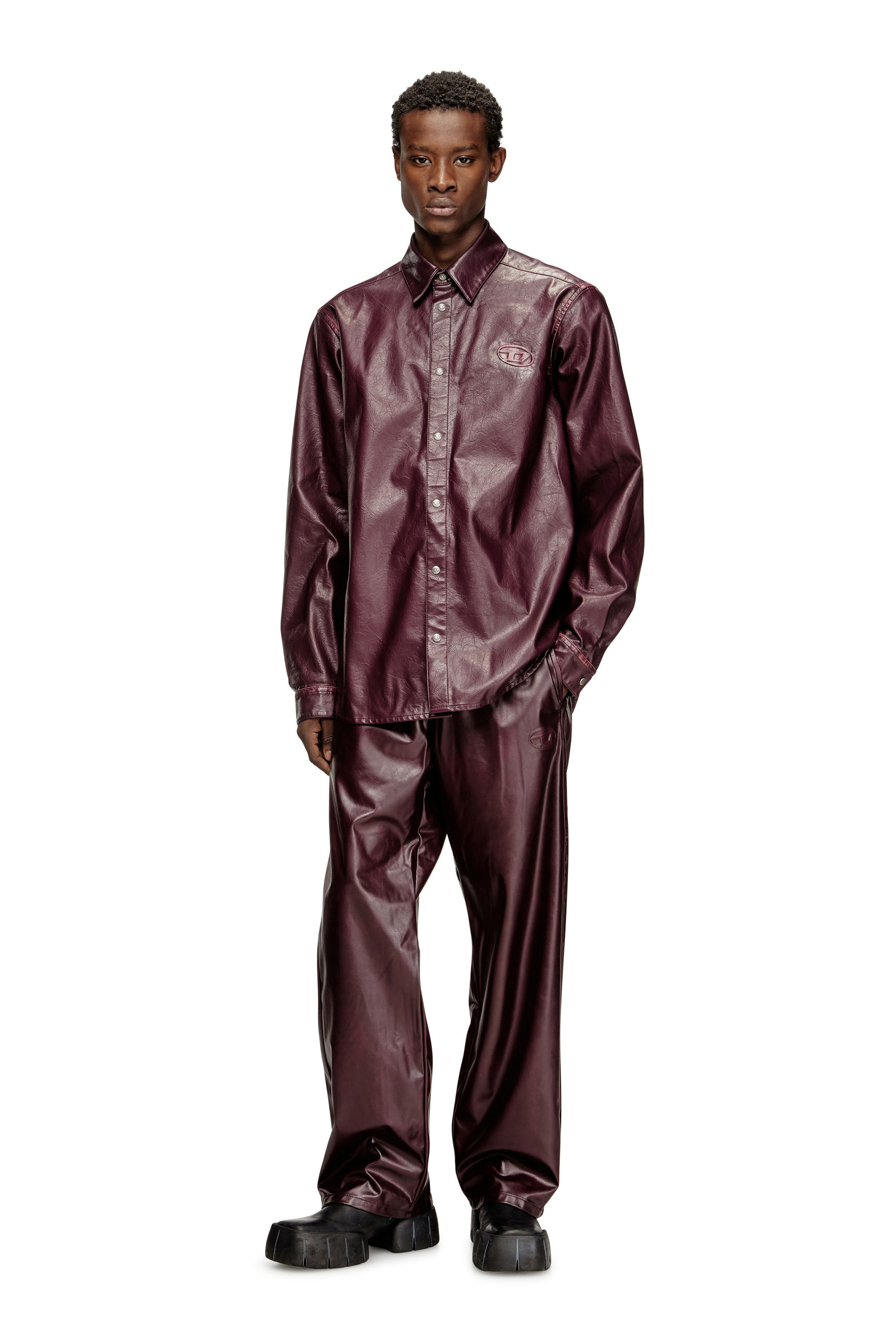 Diesel - FR-S-SIMPLY, Chemise avec logo burgundy Homme in Rouge - 1