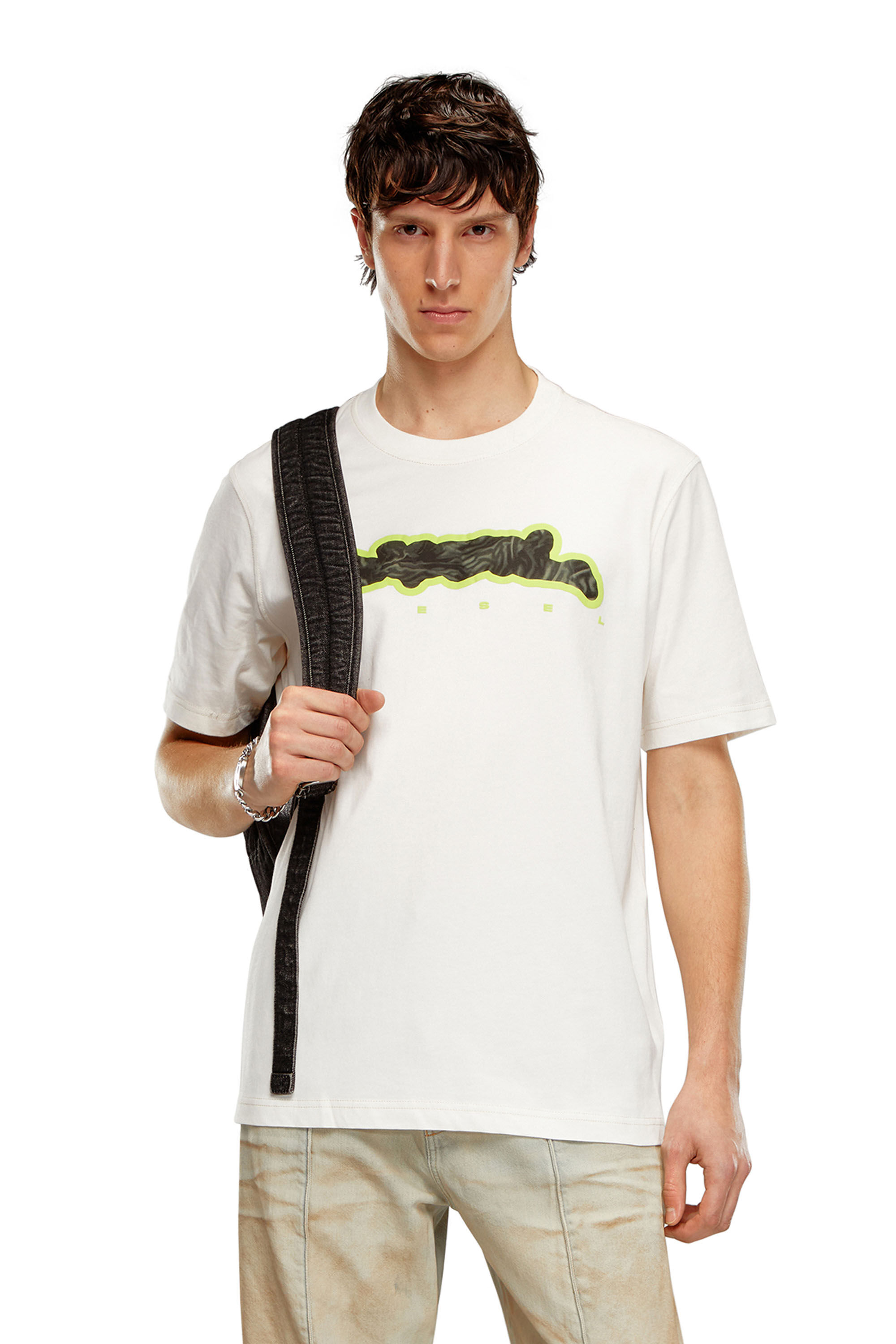 Diesel - T-JUST-N16, Man T-shirt with zebra-camo motif in White - Image 3