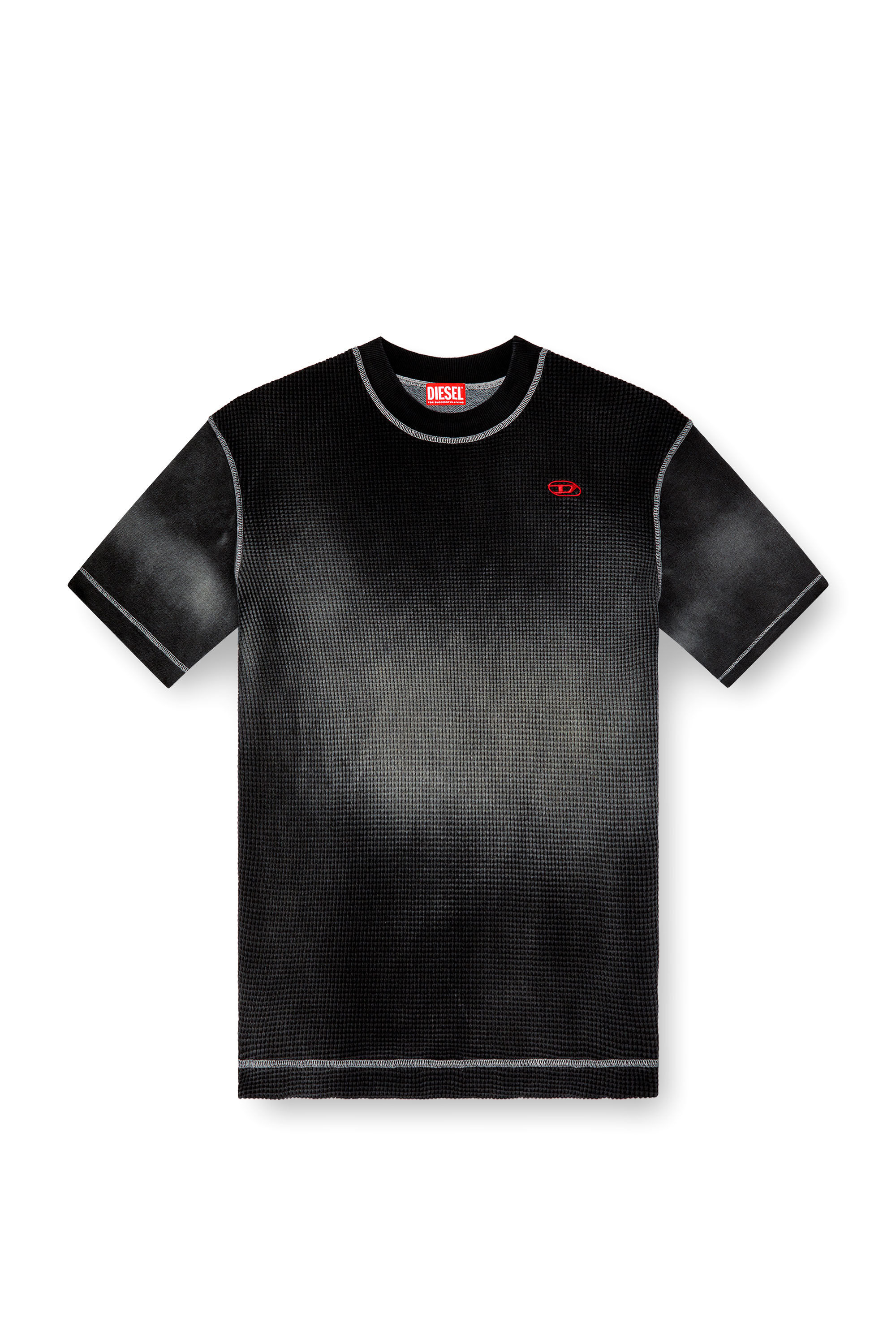 ★DIESEL★ S Wafficol Sweatshirt Black A161020TKAA02 A161020 Men's Waffle and jersey half-sleeve sweatshirt | Black | Diesel