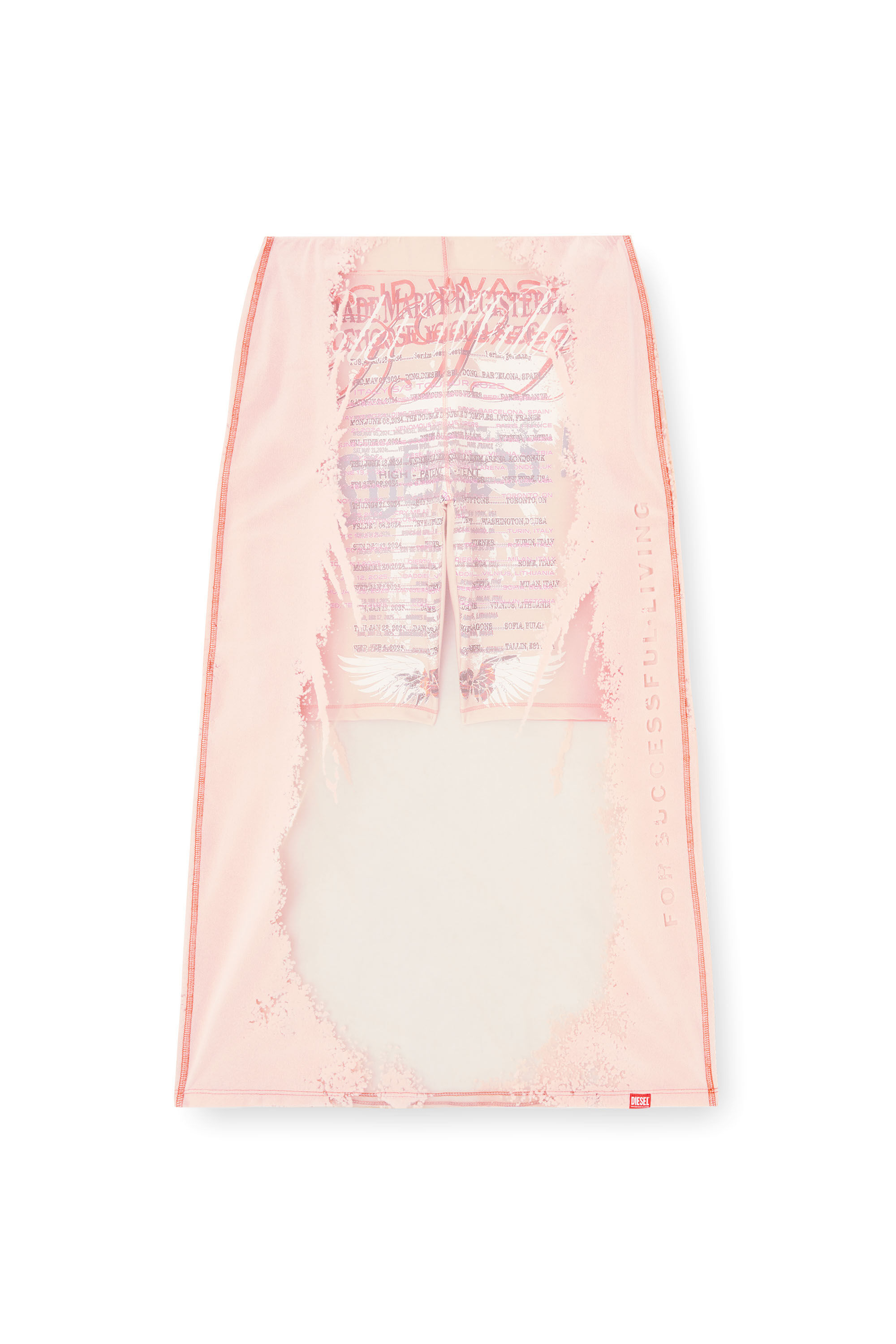 Diesel - O-LYAC, Jupe midi superposée avec imprimé paroles Femme in Rose - 2