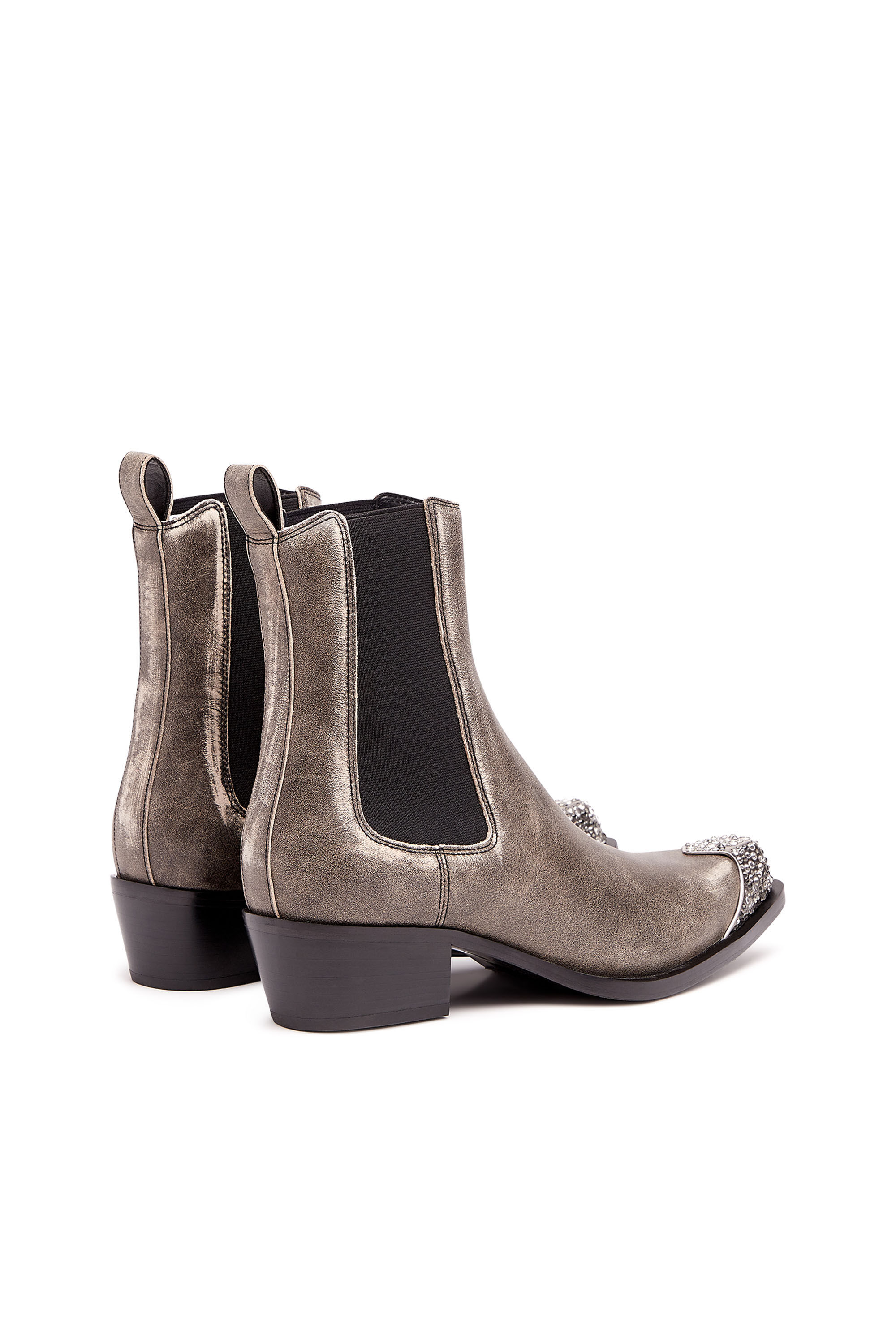 Diesel - D-CALAMITY AB, D-Calamity Ab - Bottes en cuir traité avec embout en cristal Femme in Marron - 3