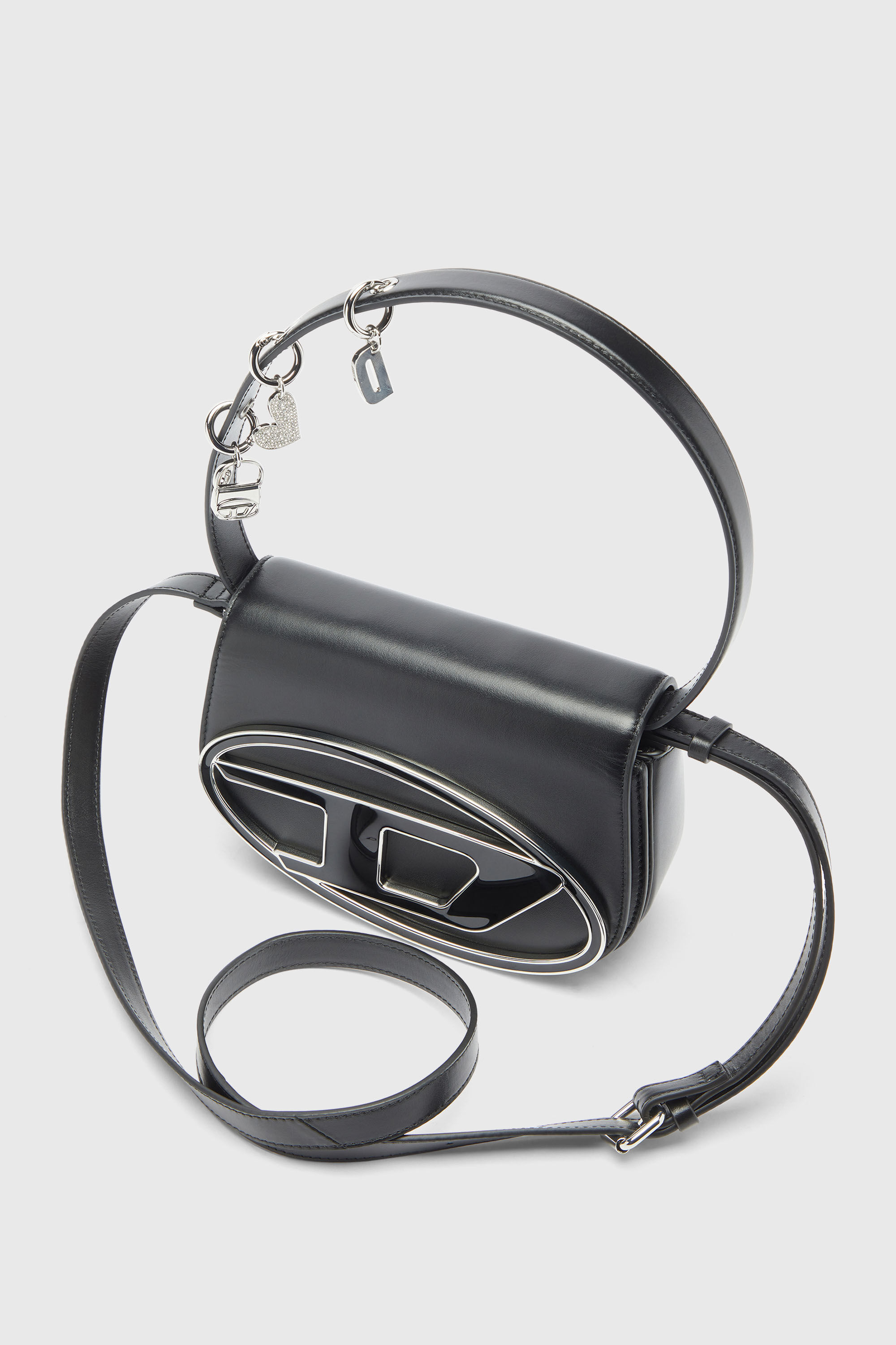 Diesel - 1DR, 1DR - Sac iconique &agrave; bandouli&egrave;re en cuir avec breloques poign&eacute;e Femme in Noir - 5