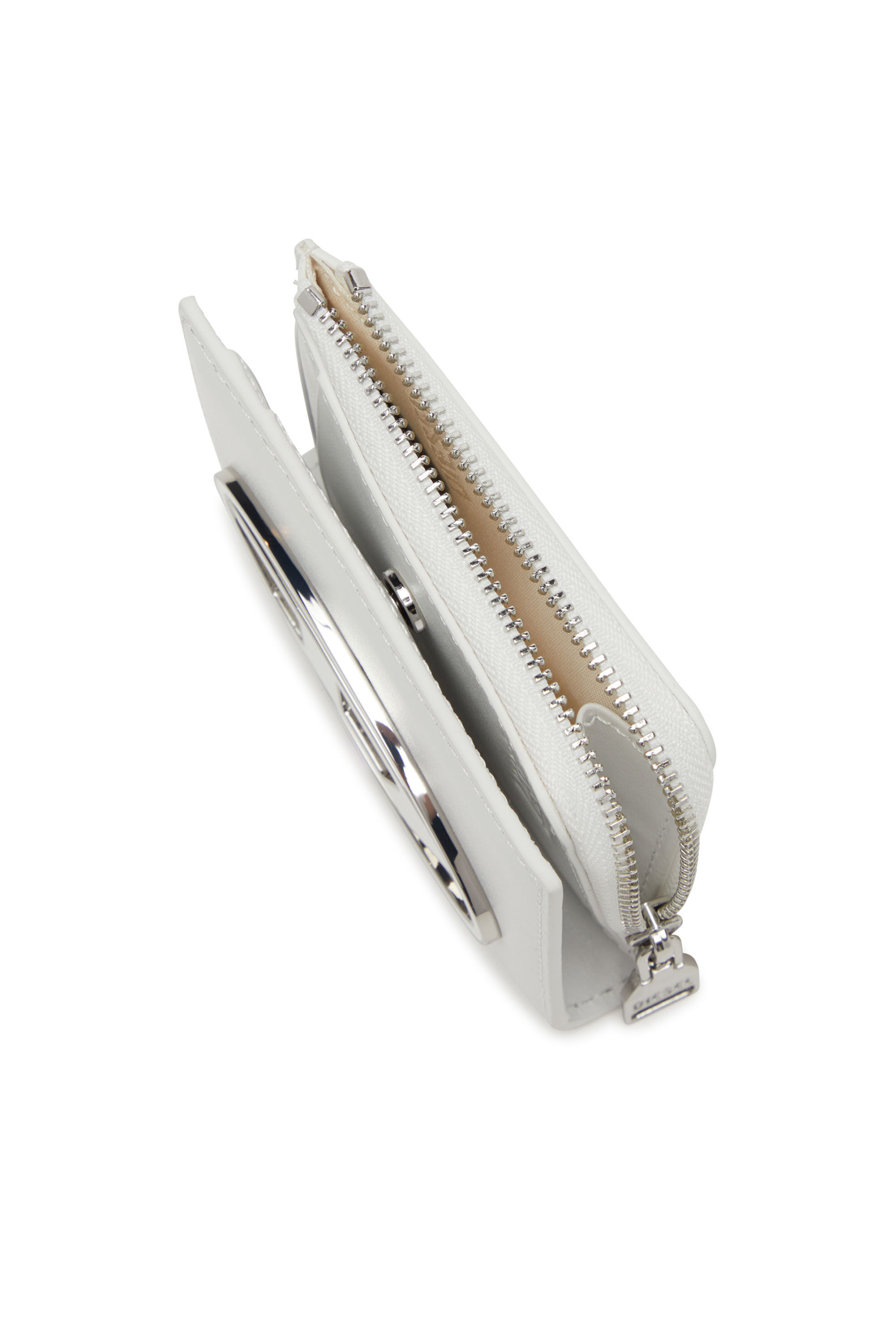 Diesel - 1DR CARD HOLDER ZIP L, Porte-cartes à deux volets en cuir nappa Femme in Blanc - 4