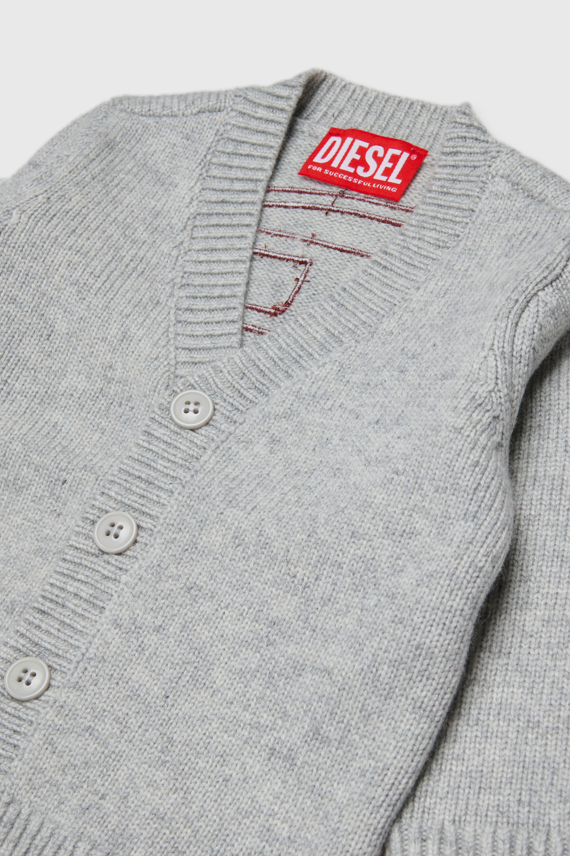 Diesel - KOLYB, Cardigan enrichi de cachemire avec grand Oval D Homme in Gris - 3