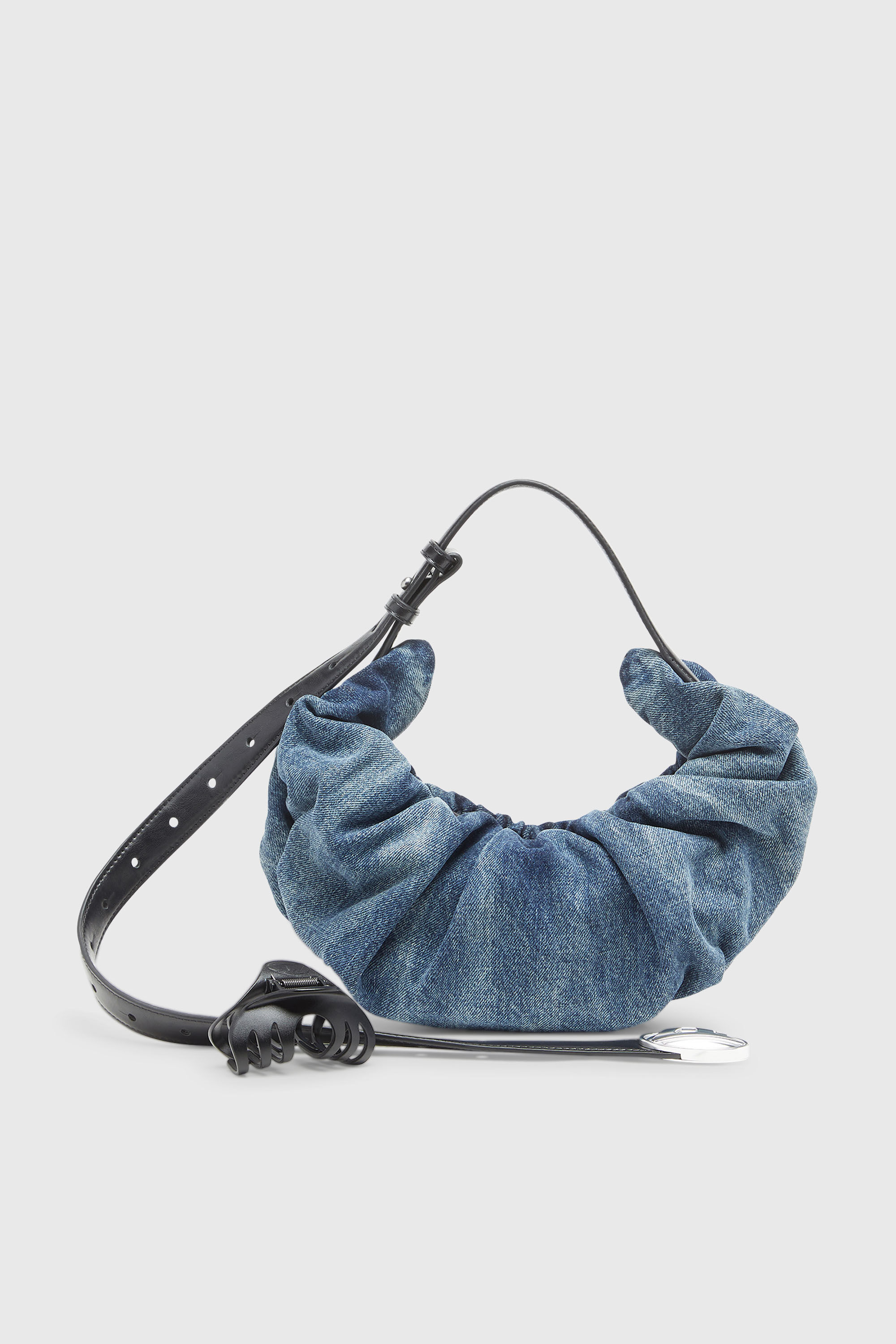 Diesel - GRAB-D HOBO S, Grab-D S-Petit sac hobo froiss&eacute; en denim trait&eacute; Femme in Bleu - 6