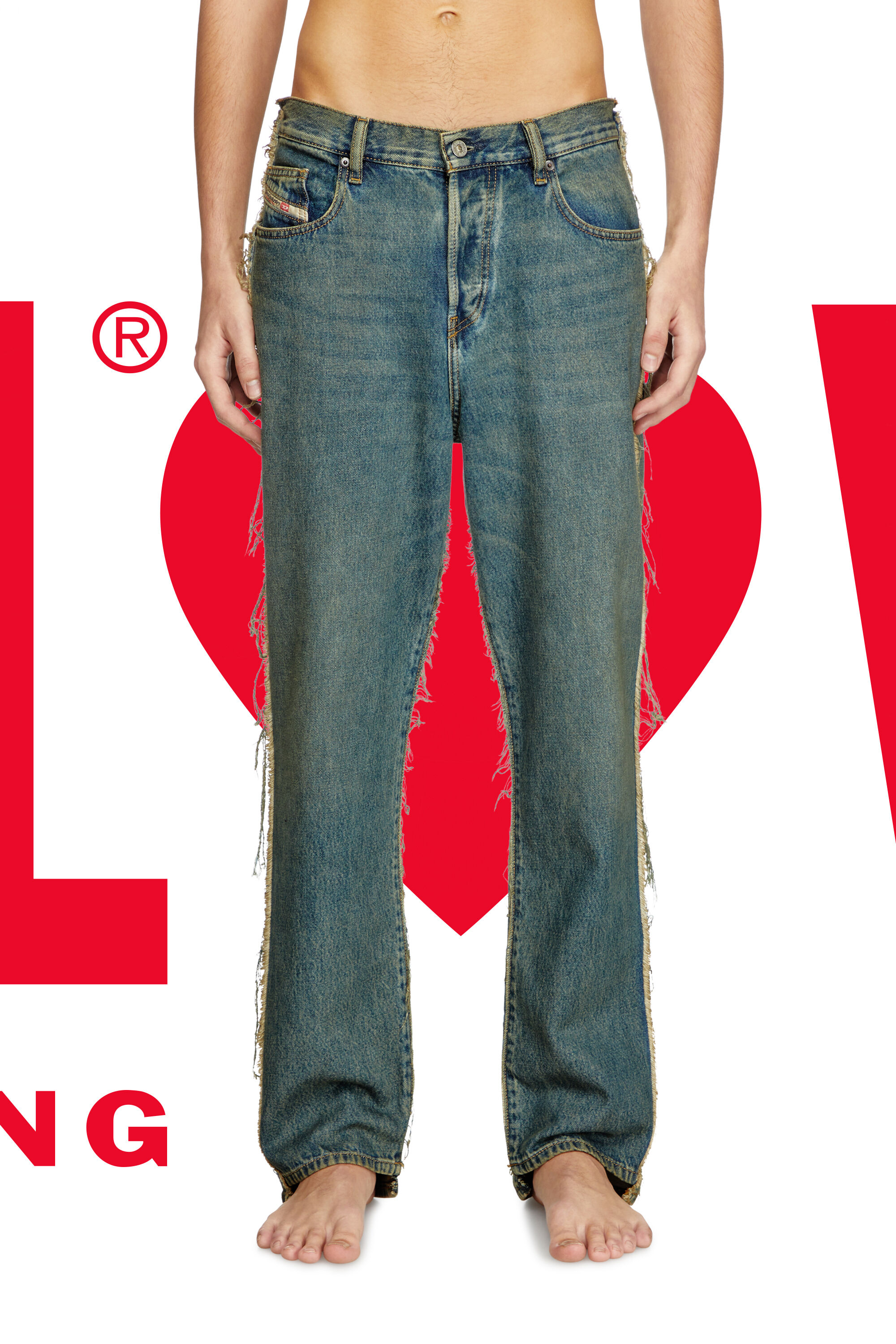 Diesel - Regular Jeans Dieseloves 03 09M98 Homme, Bleu Foncé - Image 3