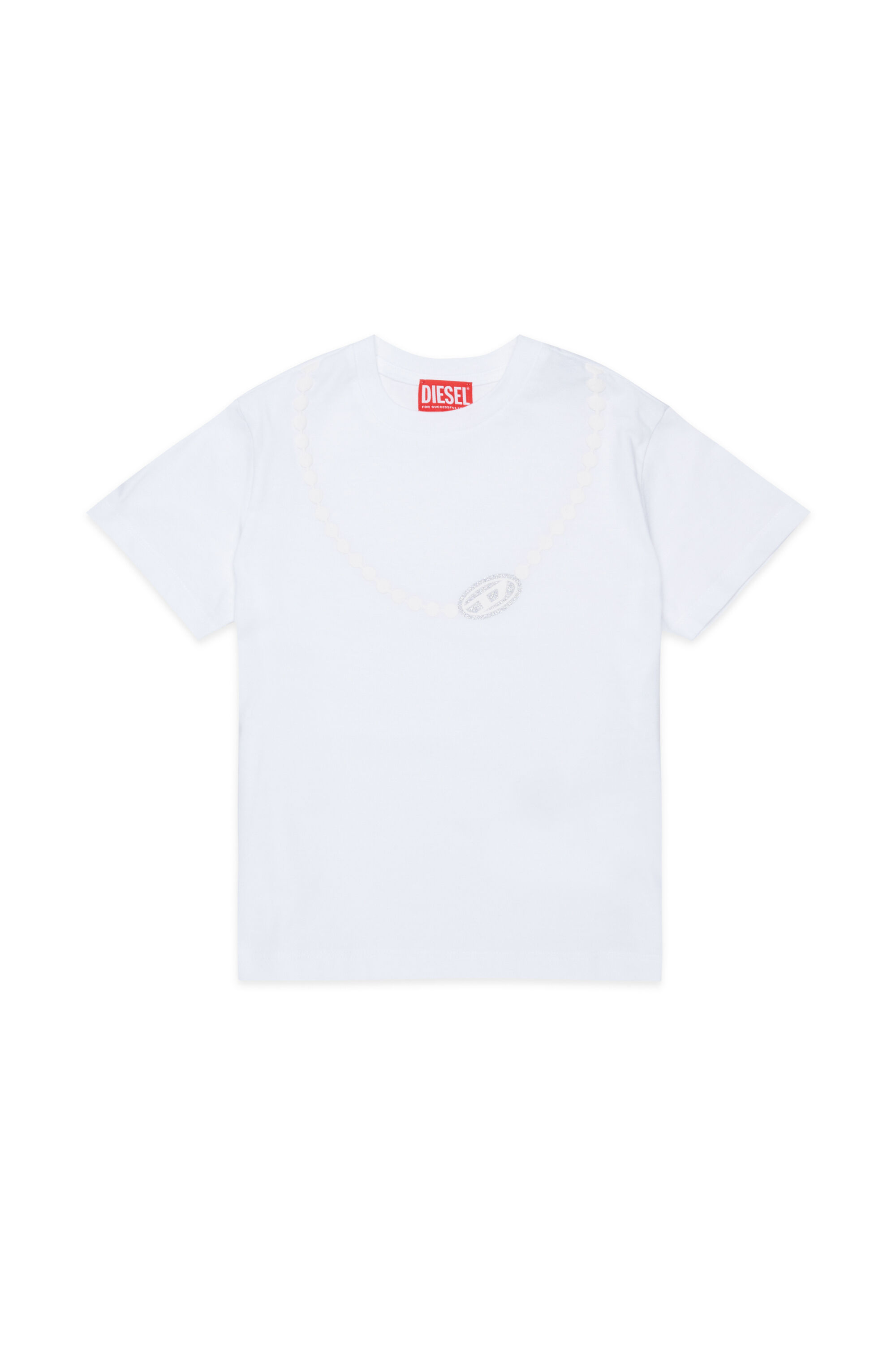 Diesel - TICLA, T-shirt en coton avec imprim&eacute; collier Femme in Blanc - 1