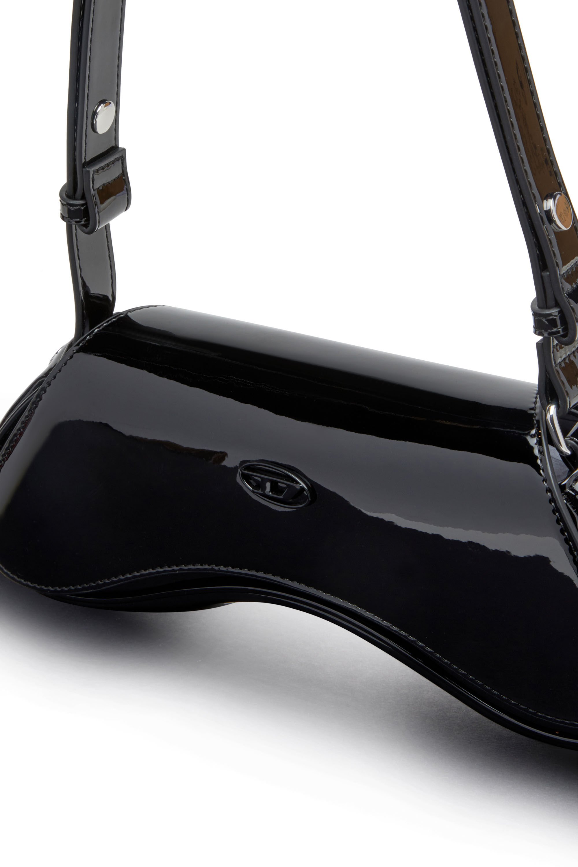 Diesel - PLAY CROSSBODY, Play-Sac &agrave; bandouli&egrave;re en PU brillant Femme in Noir - 6