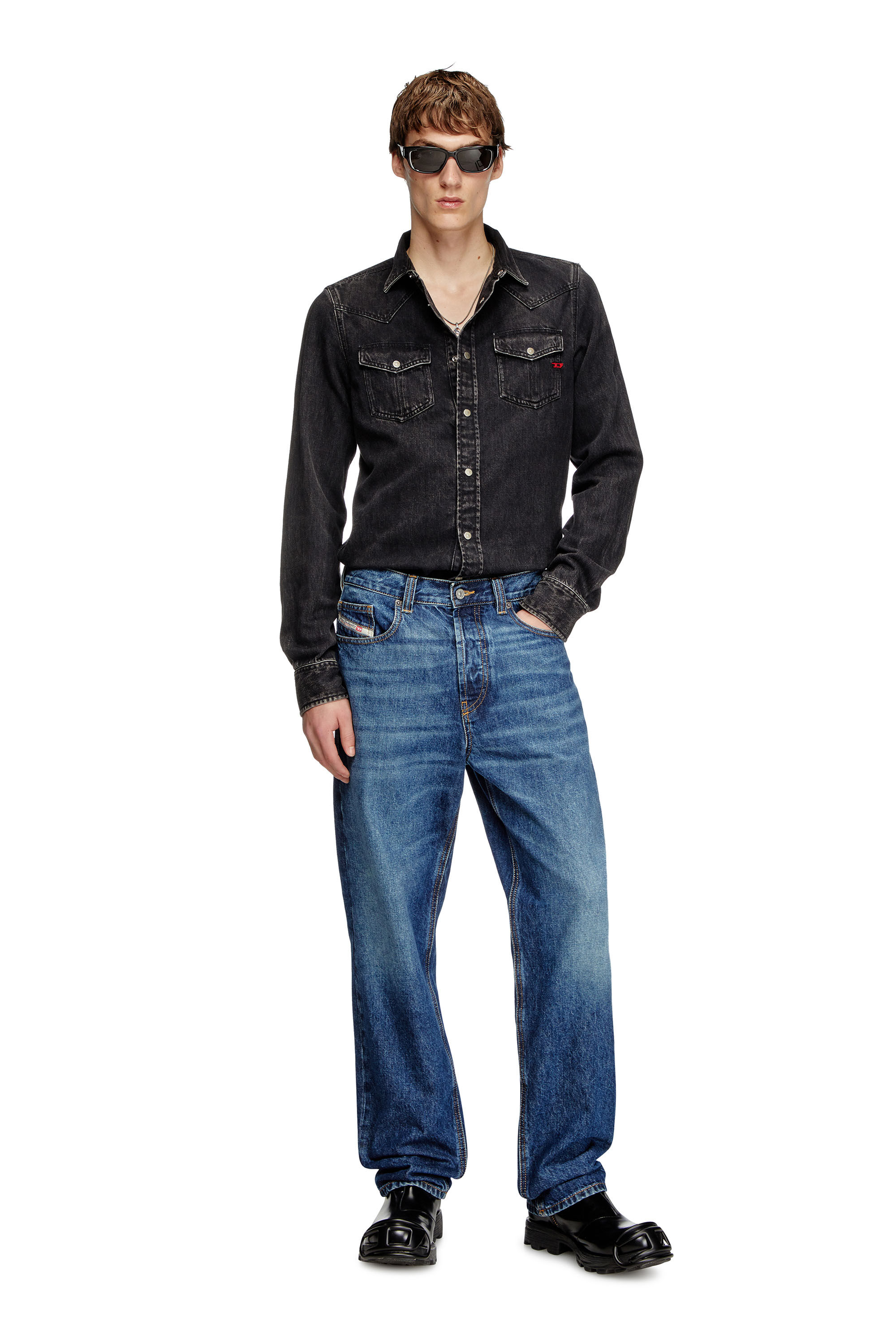 Diesel - D-VEGA, Surchemise en denim Tencel Homme in Noir - 1