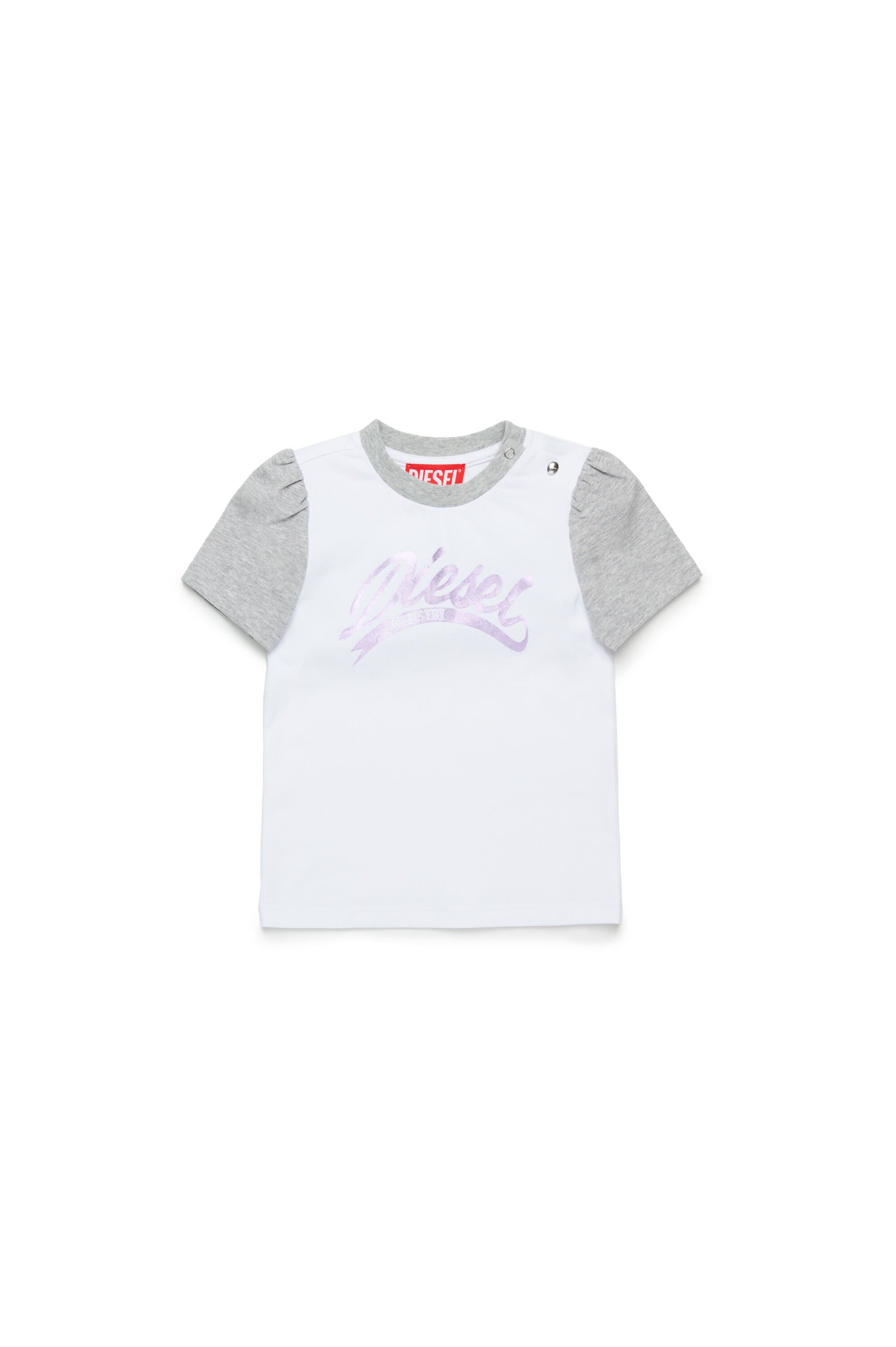 Diesel - TWELB, T-shirt color-block avec logo métallisé Femme in Blanc - 1