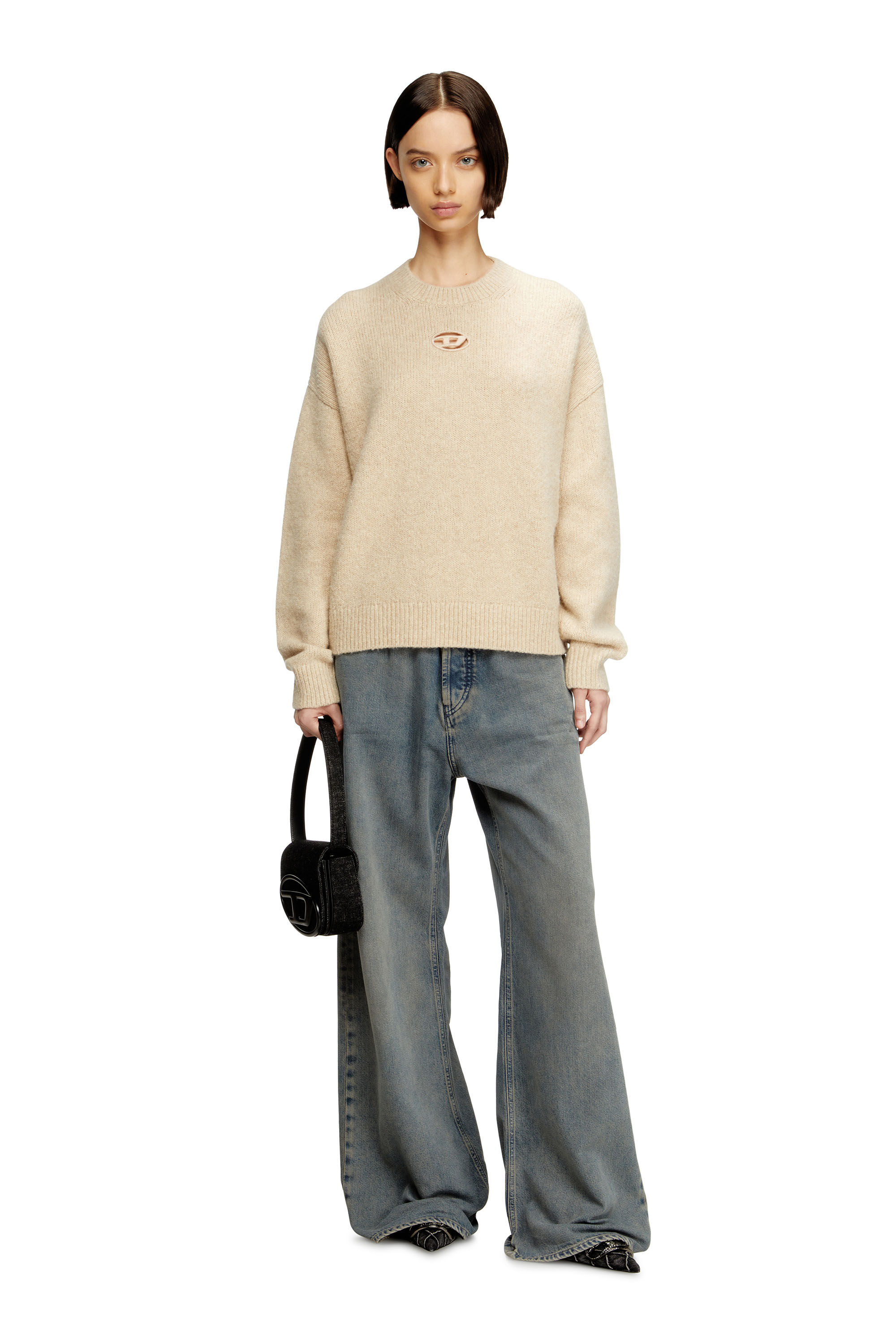 Diesel - 1DR, 1DR-Sac &agrave; bandouli&egrave;re iconique en denim d&eacute;lav&eacute; Femme in Noir - 6