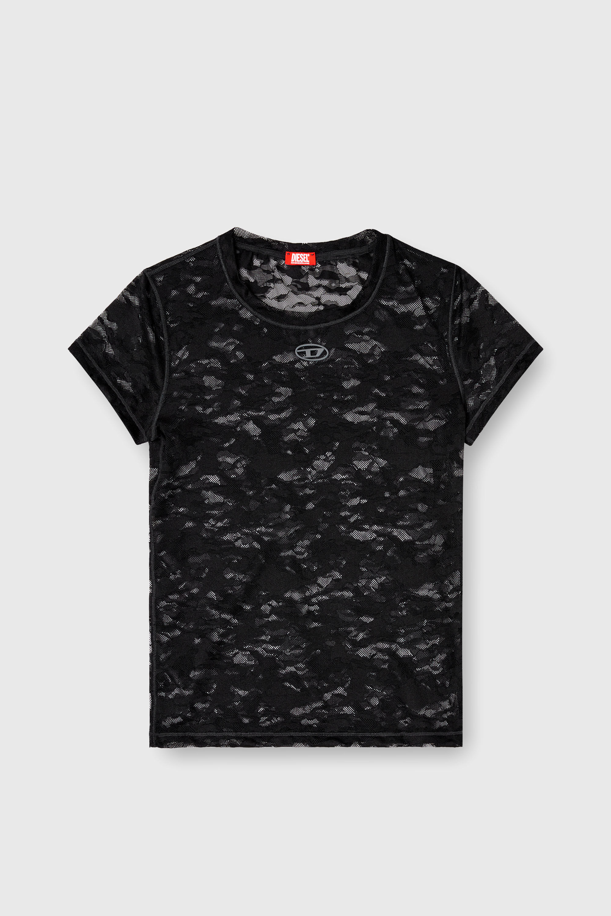 Diesel - KASIA-UTLT, T-shirt en dentelle camouflage Femme in Noir - 2