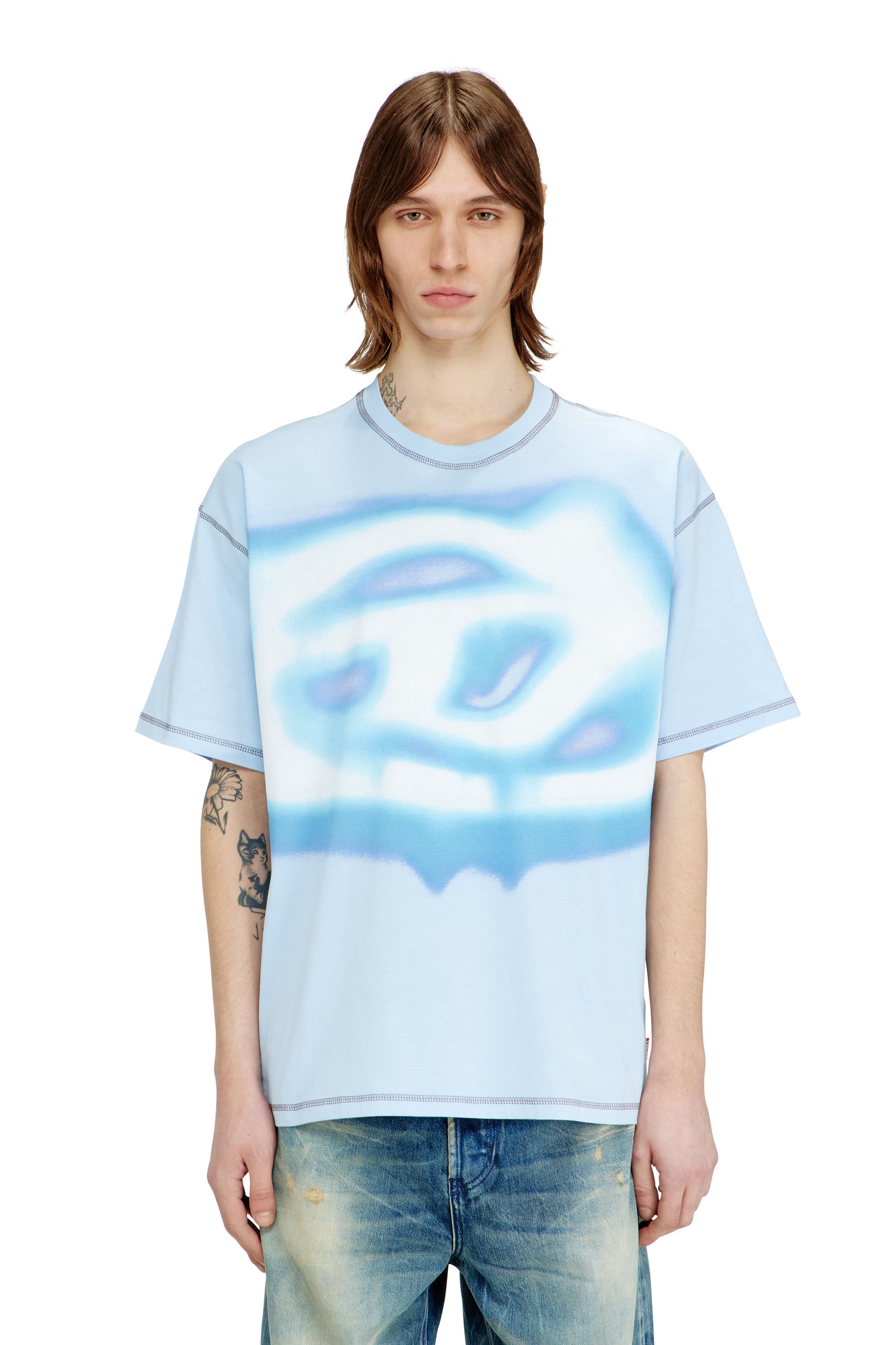 Diesel - T-BOXT-V11, T-shirt d&eacute;contract&eacute; avec imprim&eacute; effet aquatique Homme in Bleu - 3