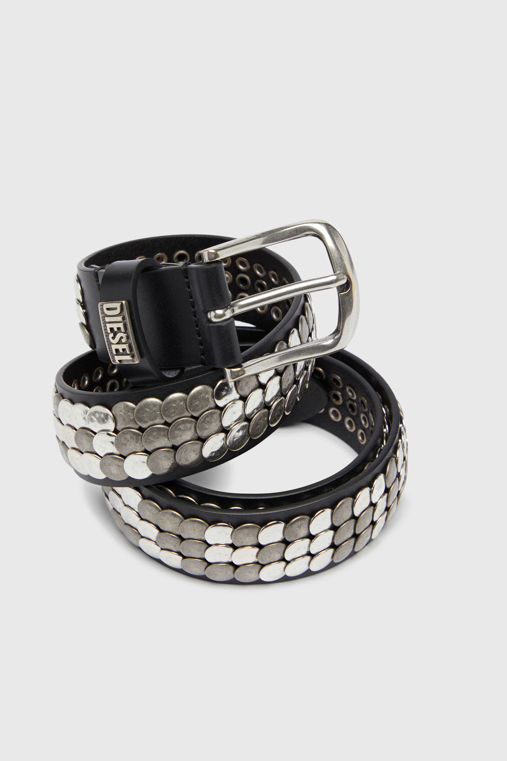 Diesel - B-FULL MIX RIVETS, Ceinture 4 cm cm avec clous all-over Homme in Noir - 3