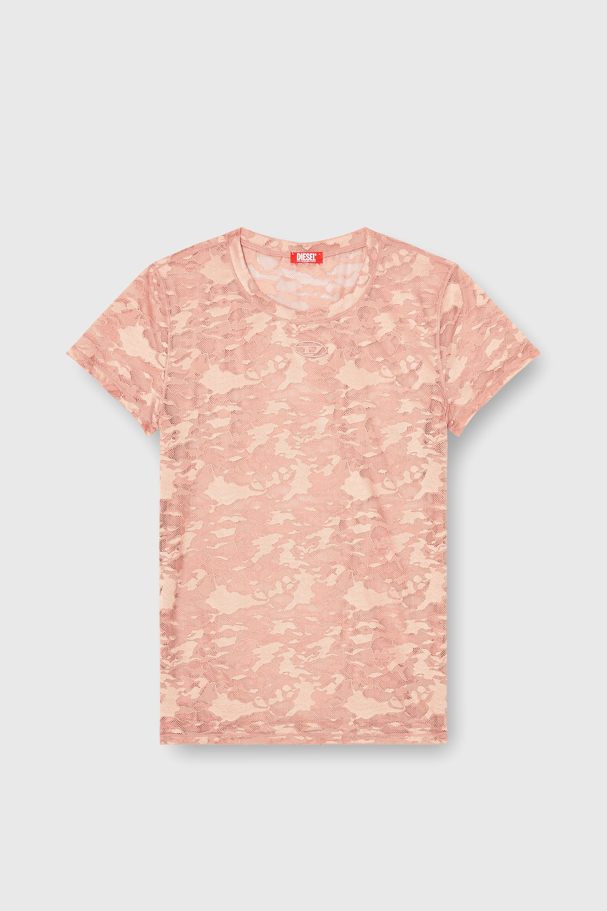 Diesel - KASIA-UTLT, T-shirt en dentelle camouflage Femme in Rose - 2