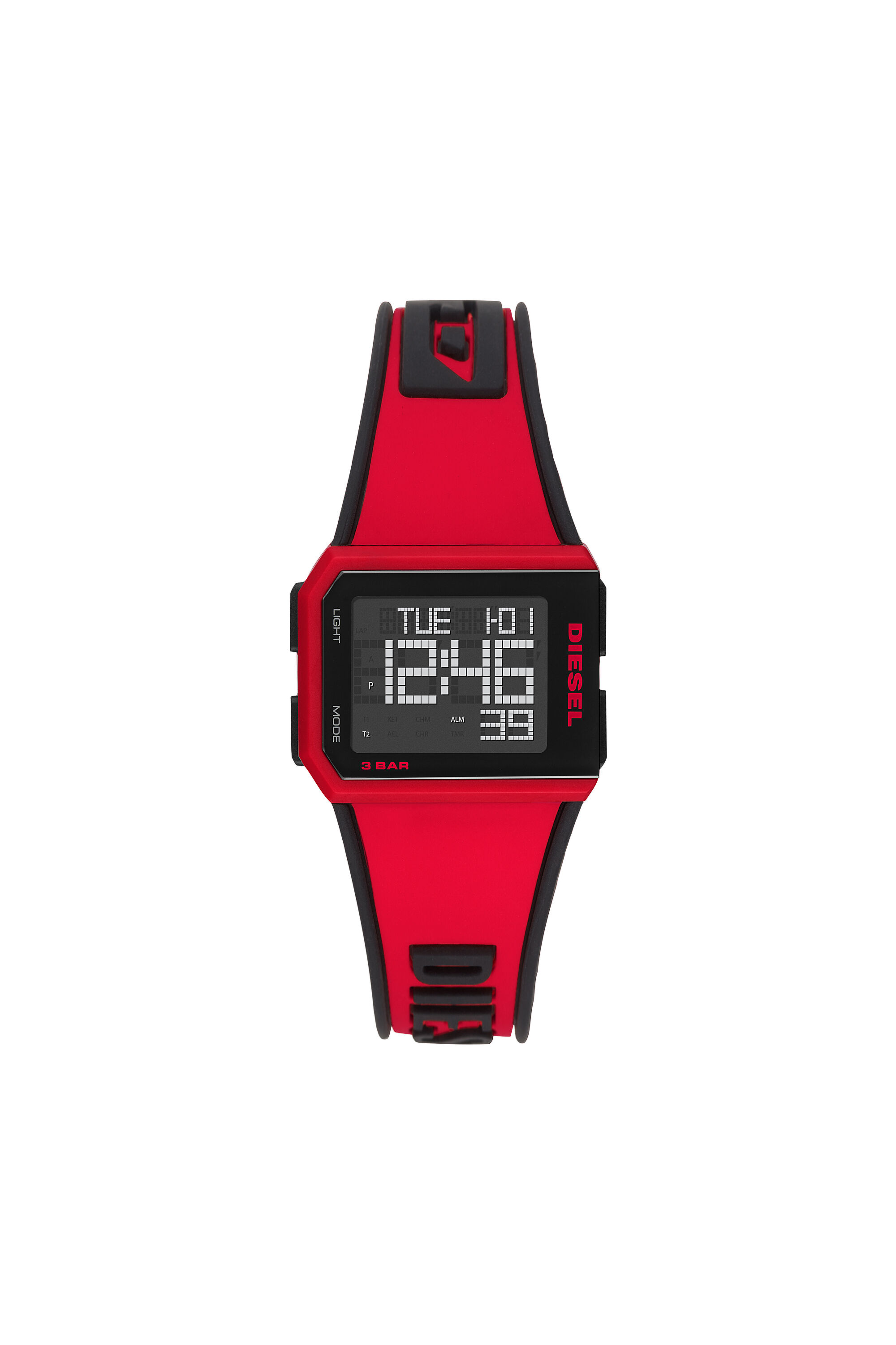 DZ1923 Montre Chopped num rique en silicone rouge Diesel
