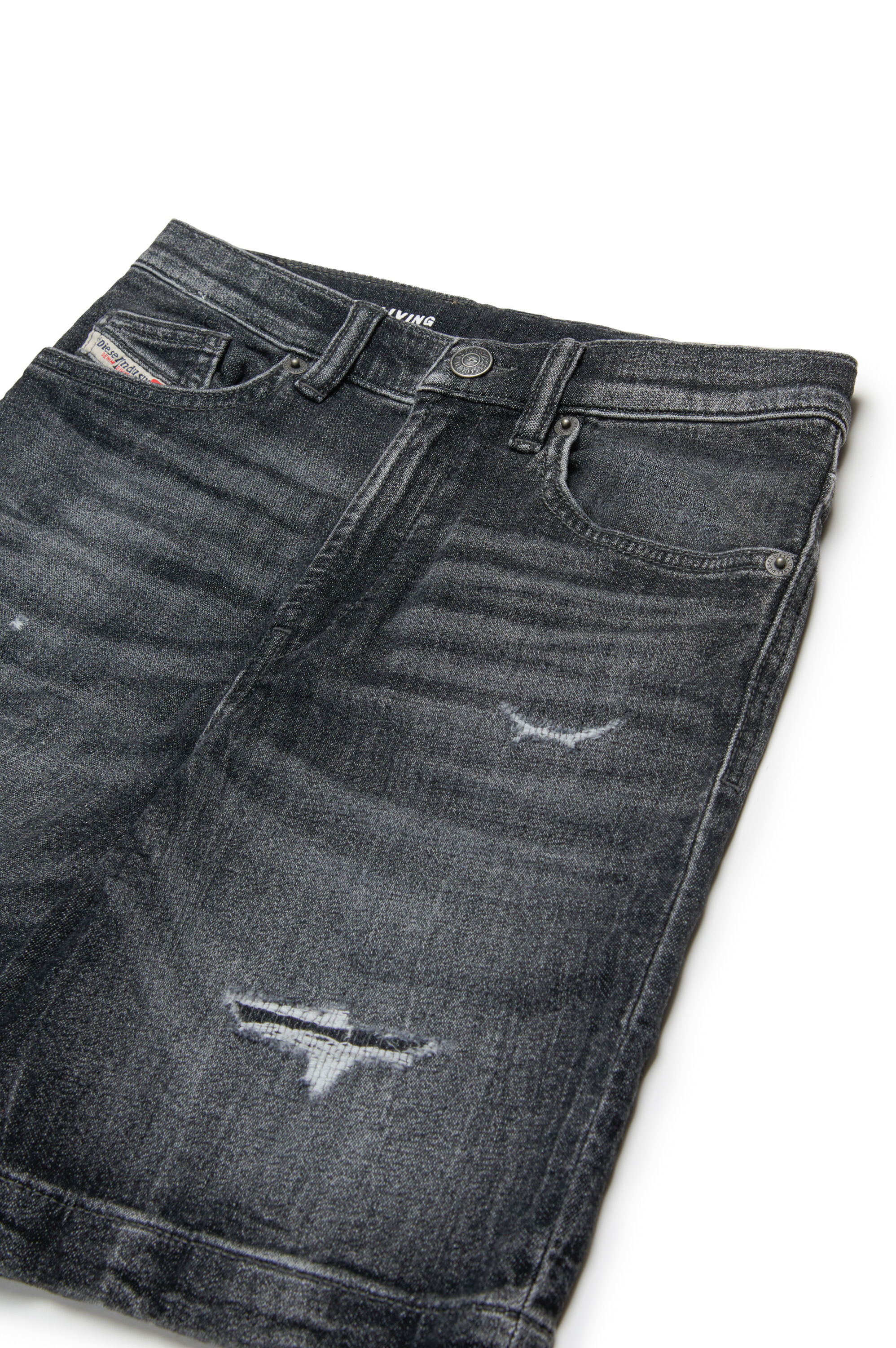 Diesel - D-MACS-SH-J JJJ, Bermuda en tissu JoggJeans avec déchirures Homme in Noir - 3