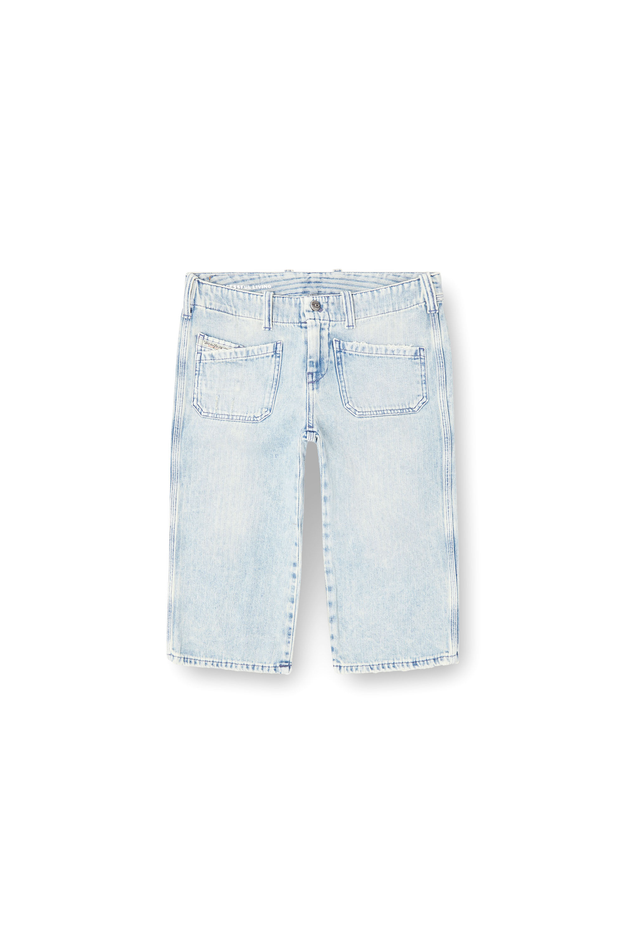Diesel - DE-KEATE-SHORT, Short Capri en denim à chevrons Femme in Bleu - 2