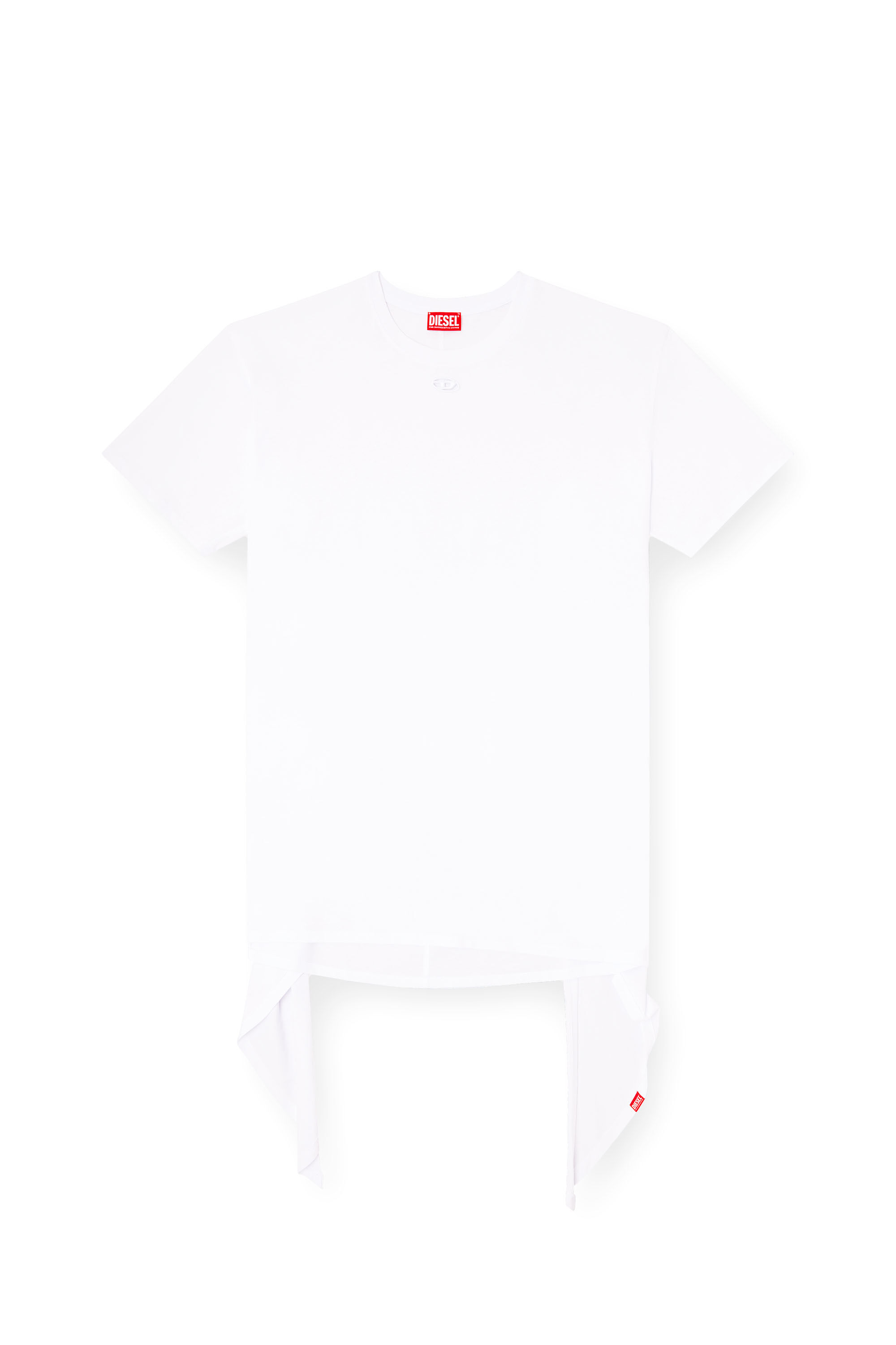 Diesel - D-EIVOR, Robe T-shirt avec nœud à l'avant Femme in Blanc - 2