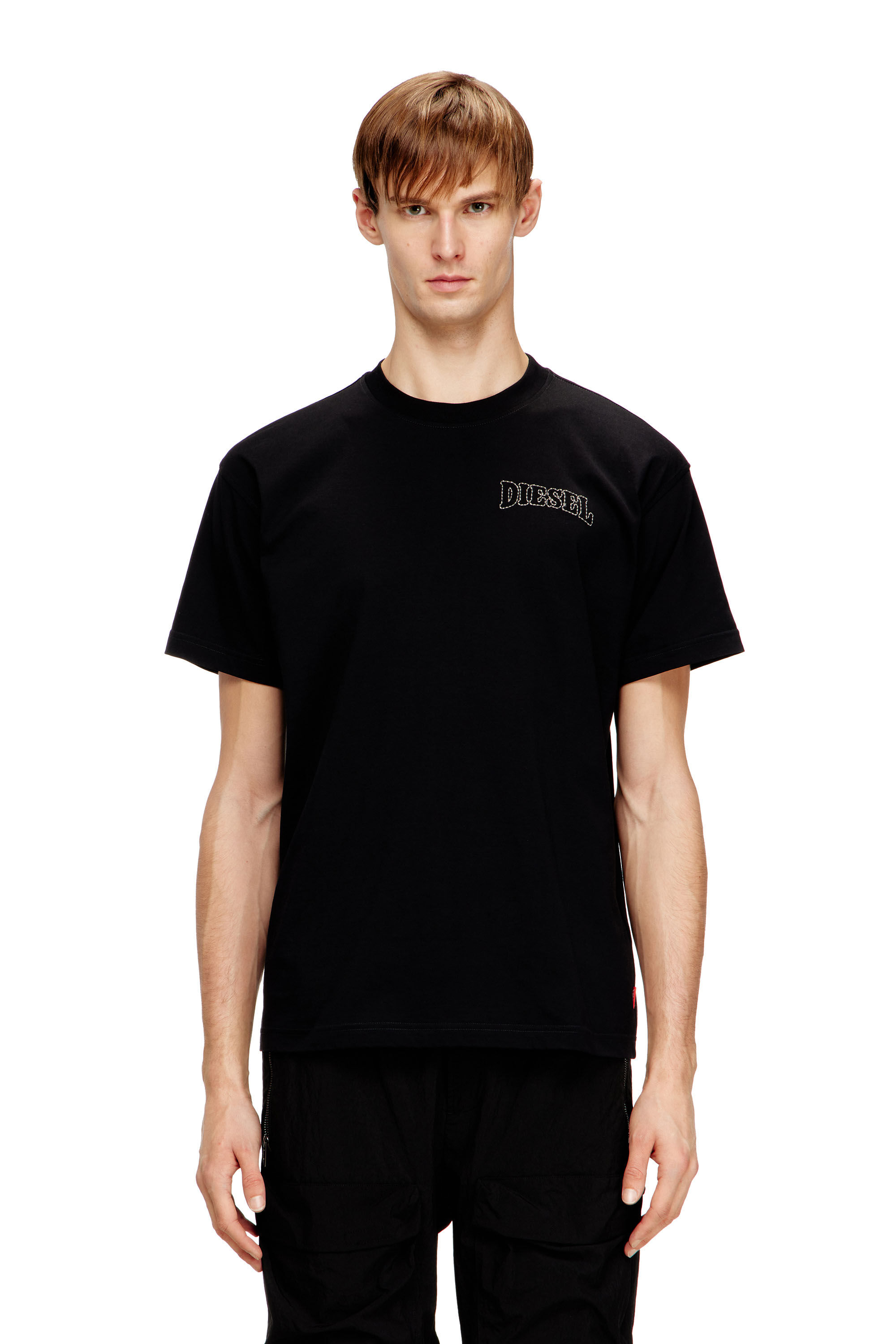 Diesel - T-NORM-V16, T-shirt r&eacute;guli&egrave;re en coton avec broderie Diesel Homme in Noir - 3
