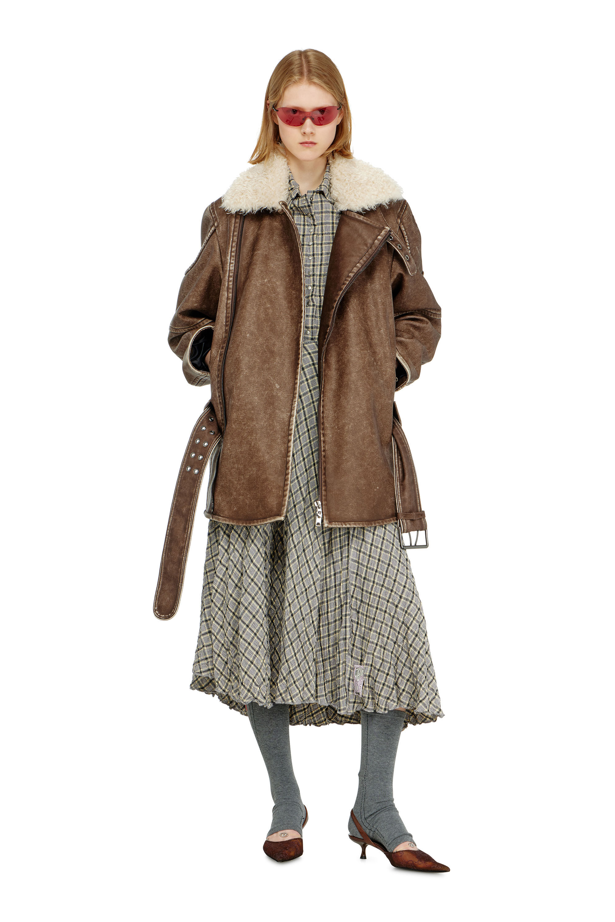 Diesel - O-XYGEN, Jupe midi &agrave; carreaux effet seersucker Femme in ToBeDefined - 1