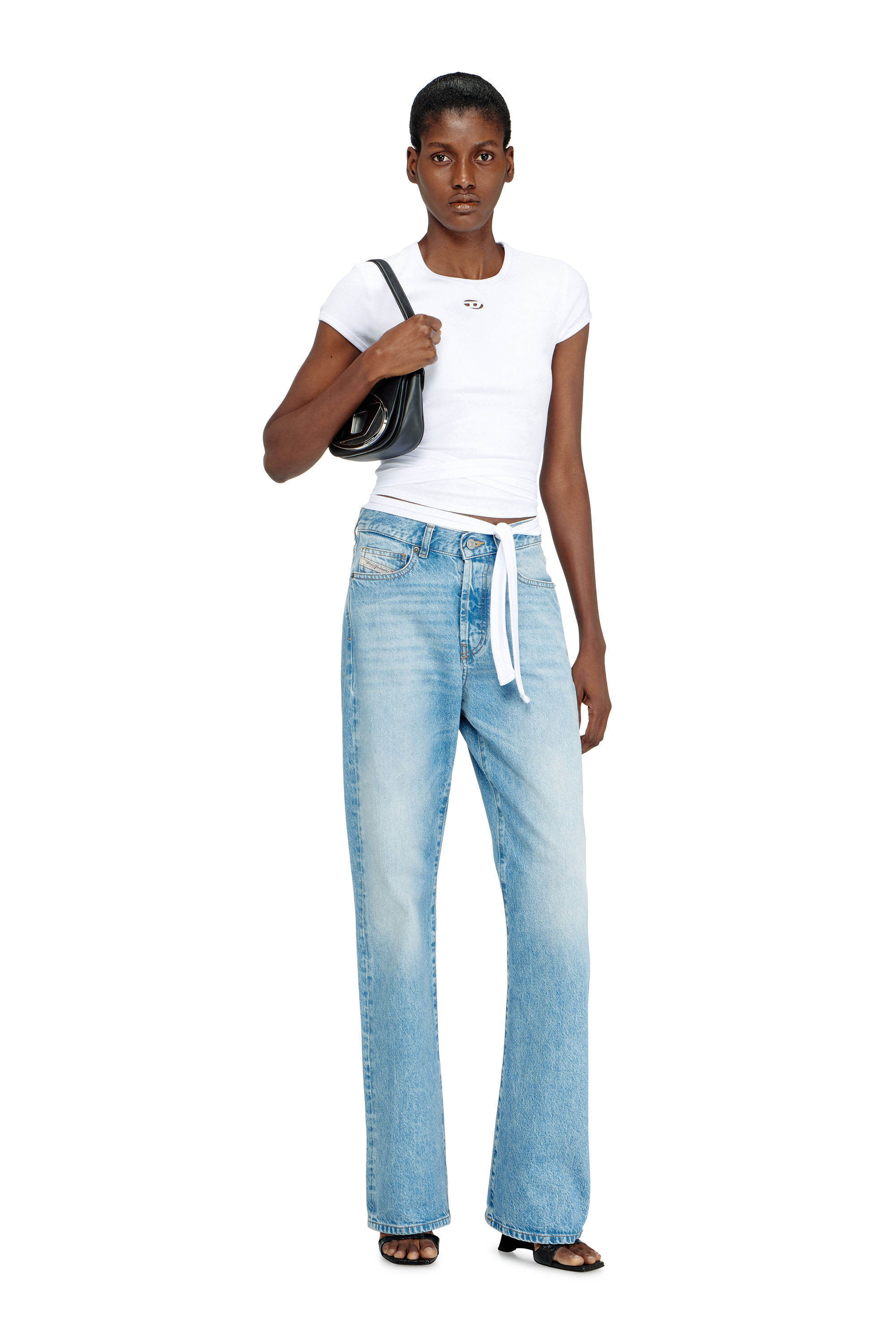 Diesel - 1DR, 1DR-Sac iconique &agrave; bandouli&egrave;re en cuir nappa Femme in Noir - 1