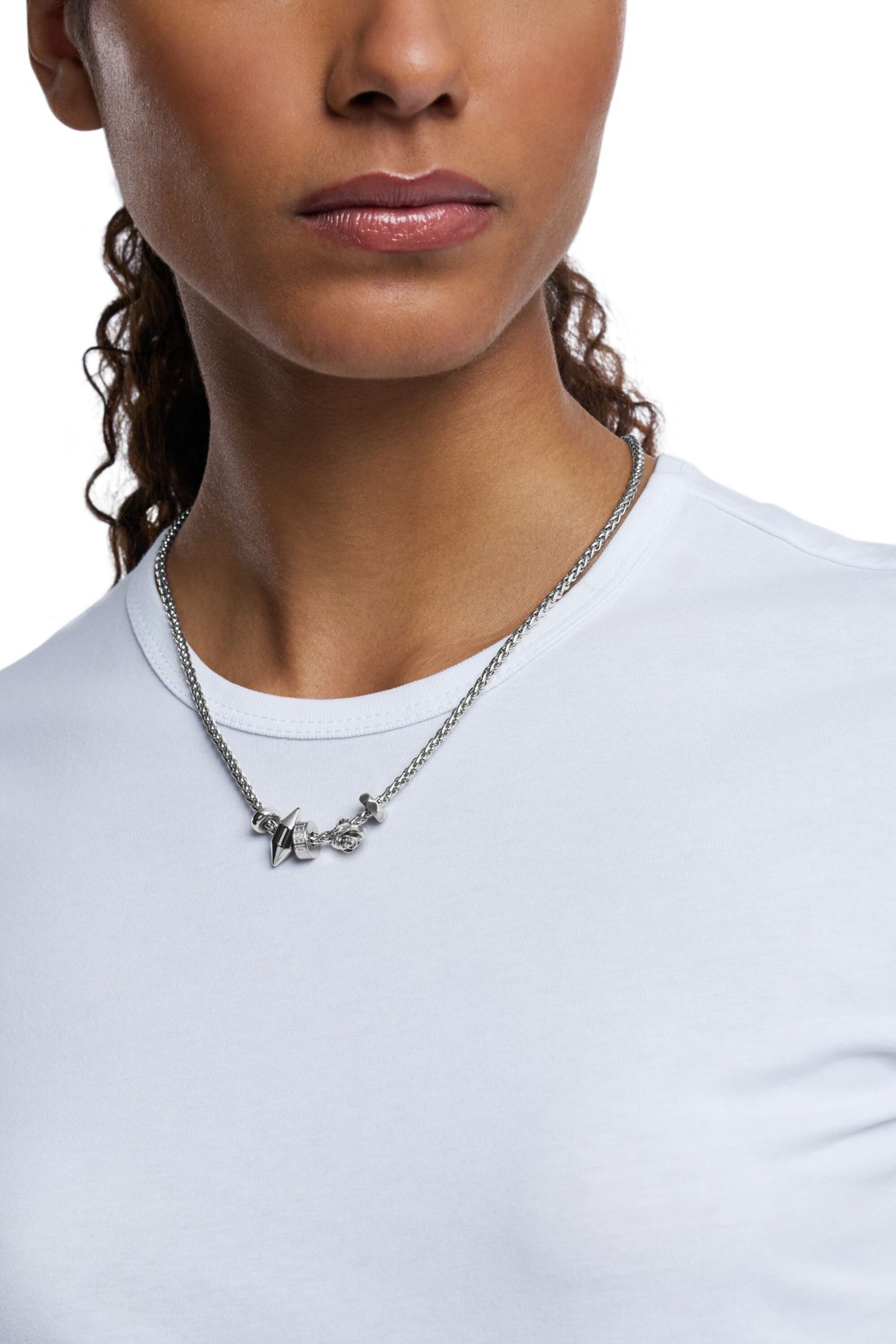 Diesel - DX1623040 JEWELLERY, Collier à breloque en acier inoxydable Mixte in Gris argenté - 3