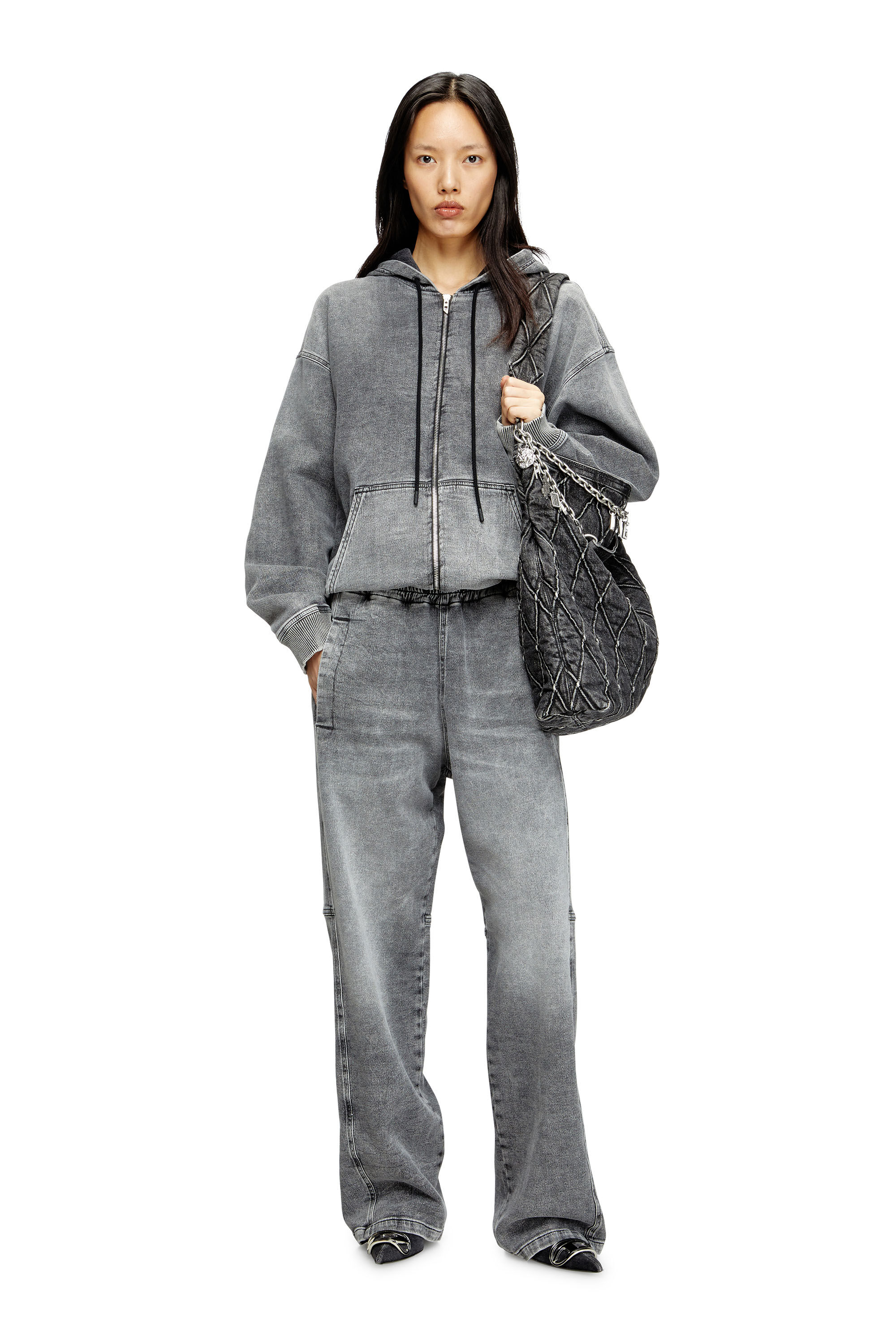 Diesel - Relaxed D-Martyans Track Denim 0BEBR Mixte, Noir/Gris foncé - Image 6