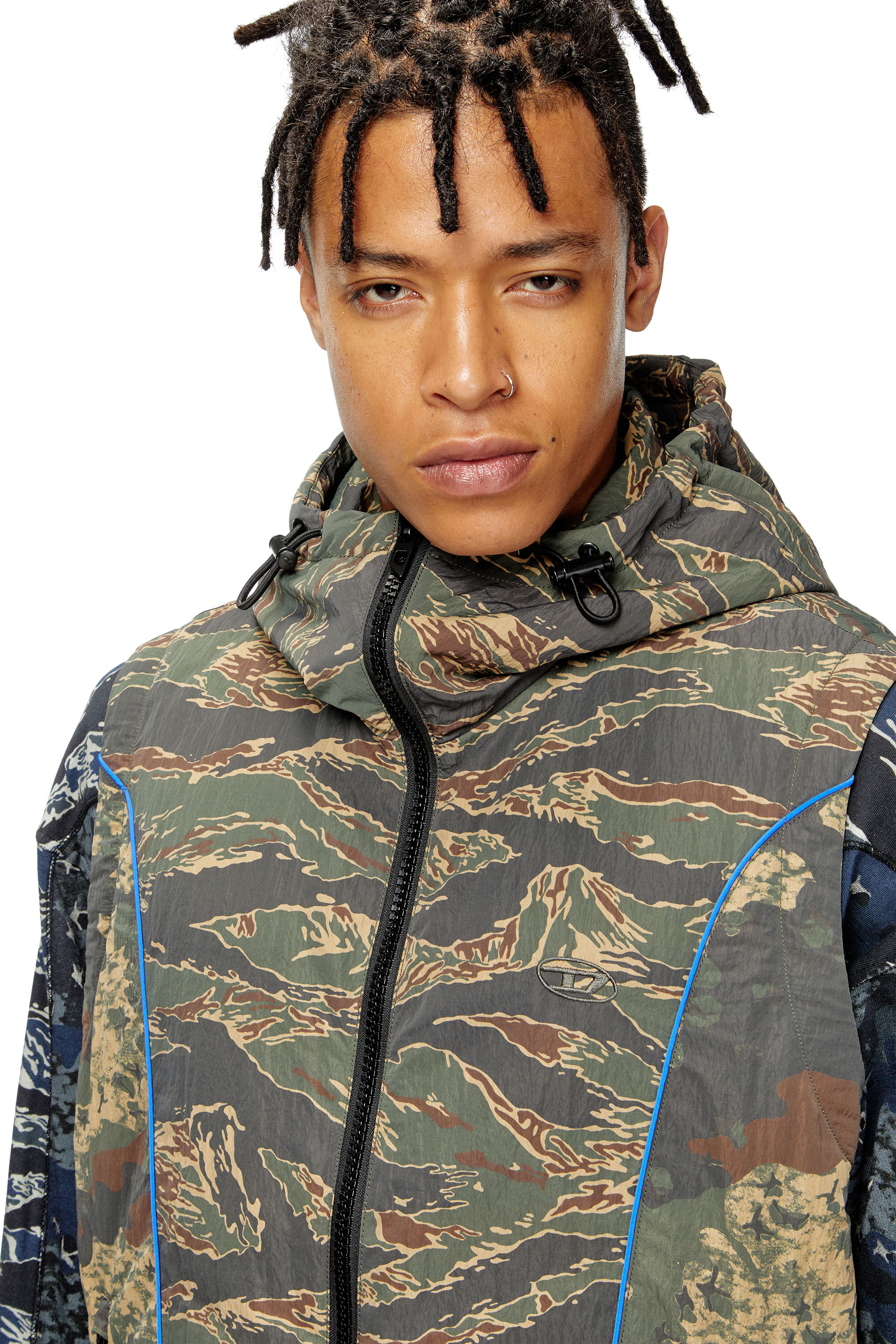 Diesel - J-OSTEND-SL-CAMU, Gilet à capuche avec imprimés camouflage mélangés Homme in Polychrome - 5