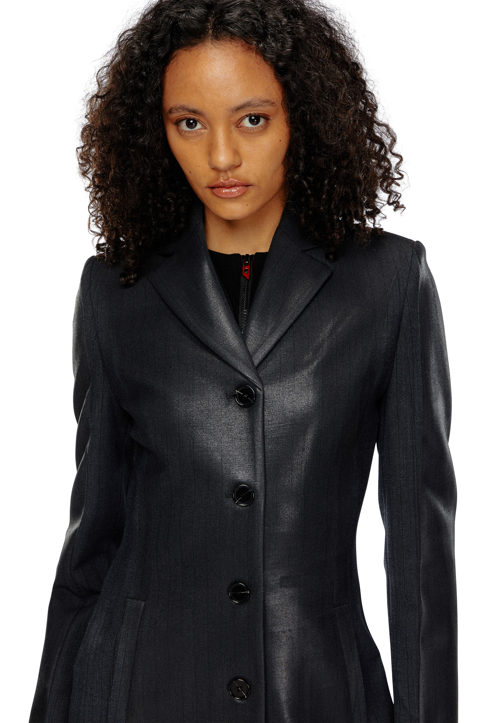 Veste a fines rayures avec devant enduit Femme Noir Diesel