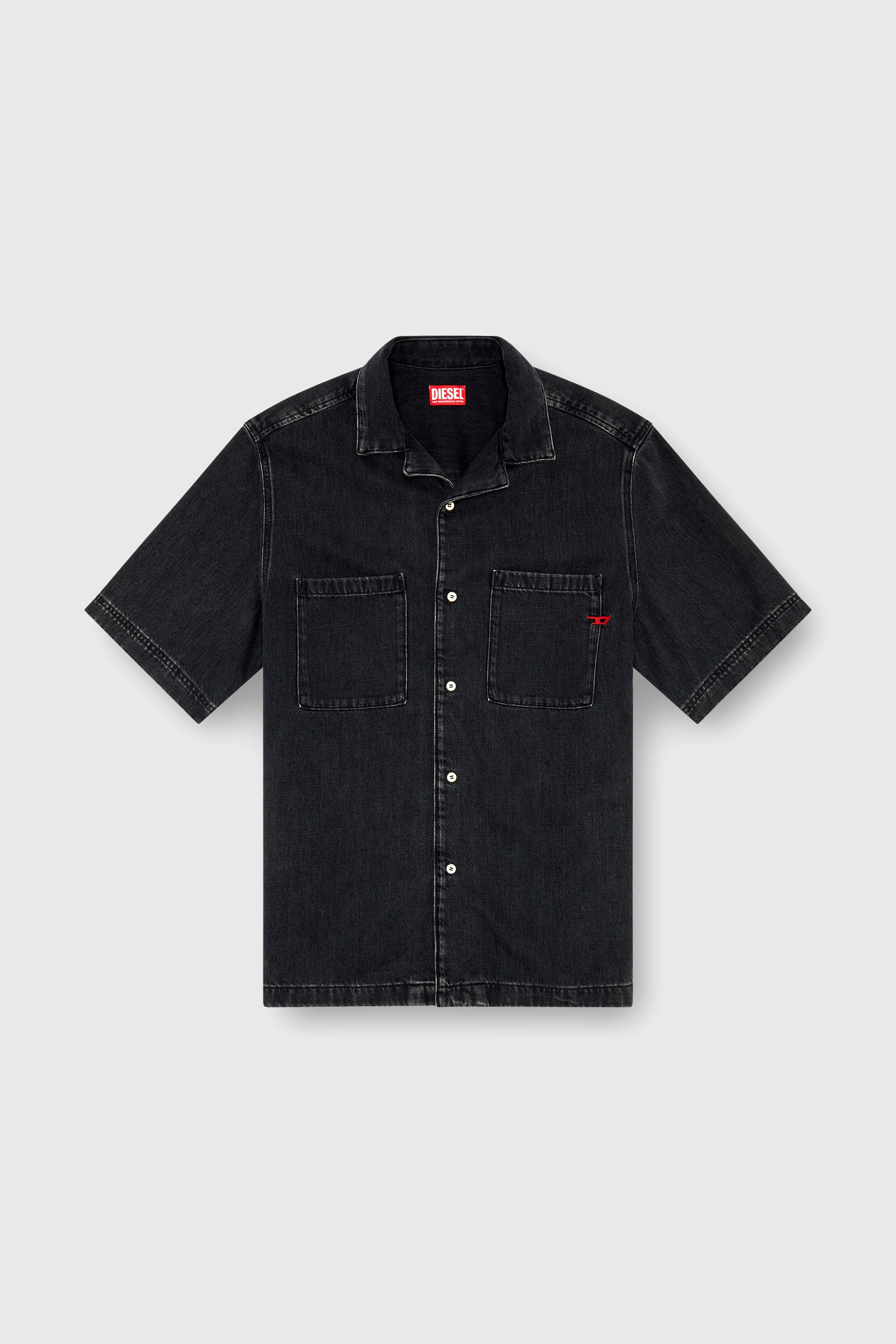 Diesel - D-PAROSHORT, Chemise bowling en denim Homme in Noir - 2