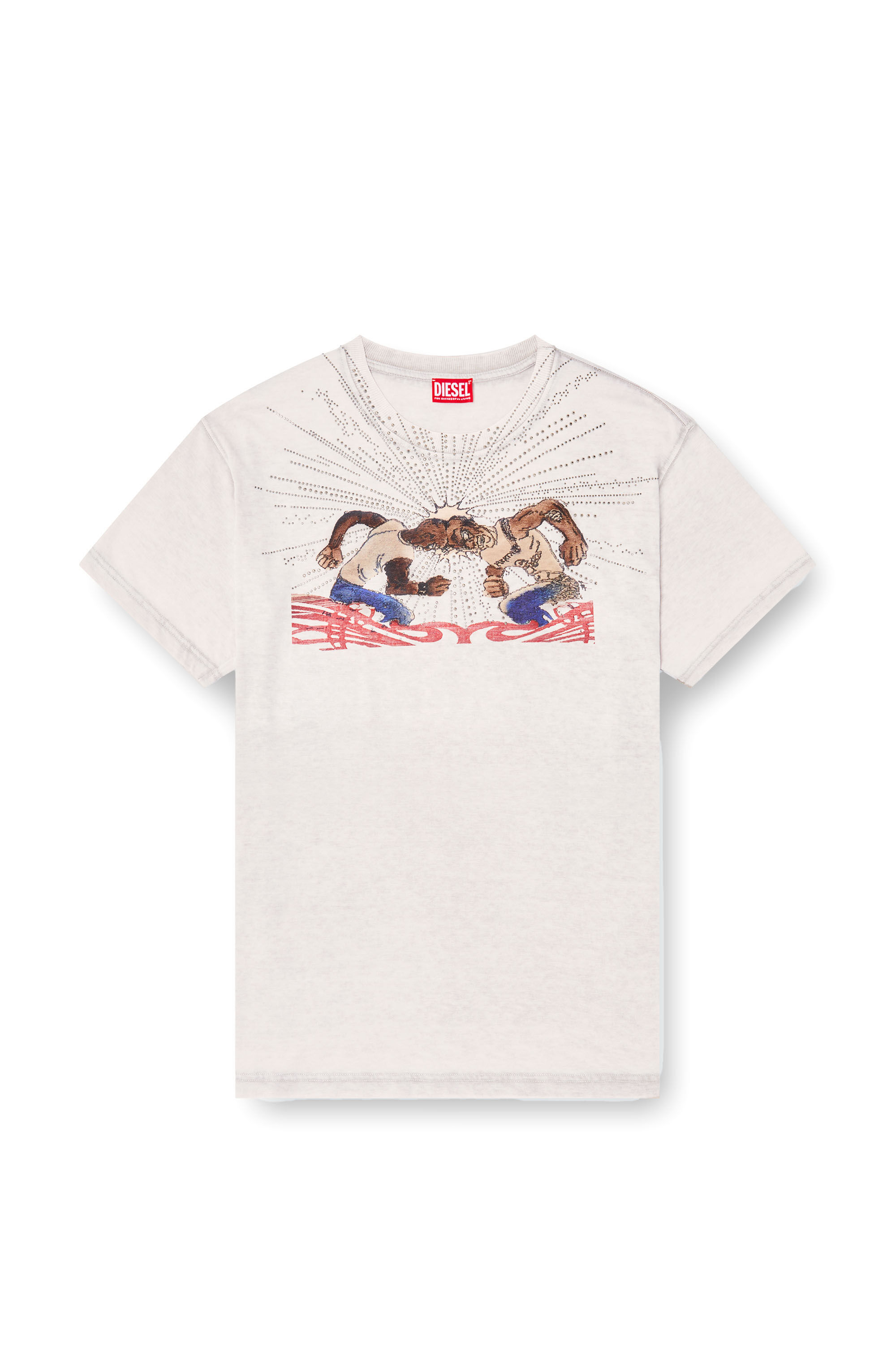 Diesel - T-NORM-T15, T-shirt avec motif graphique en strass Homme in Gris - 2