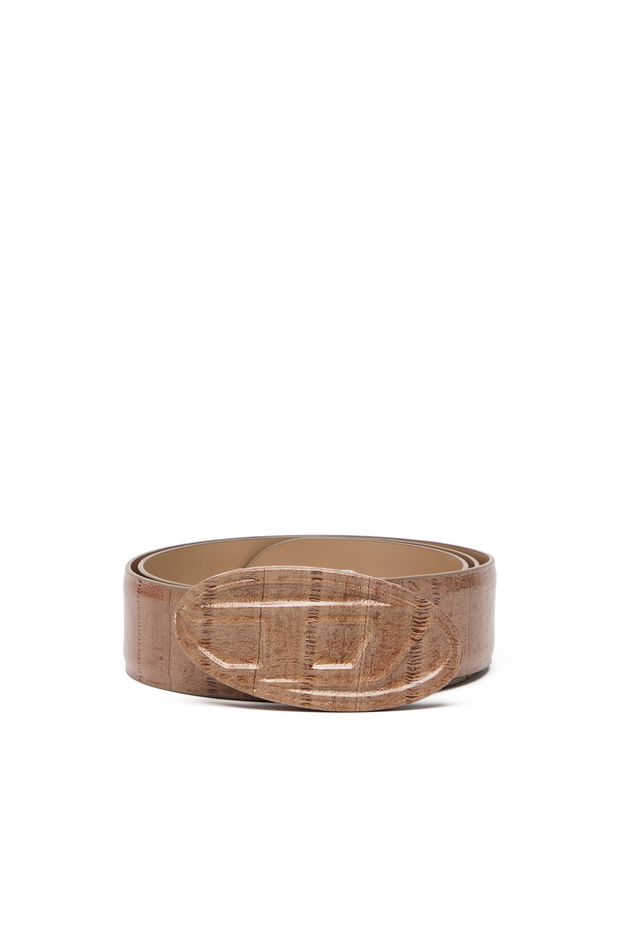 Diesel - B-1DR EMBRACED, Ceinture de 4 cm en cuir effet anguille Homme in Marron - 1