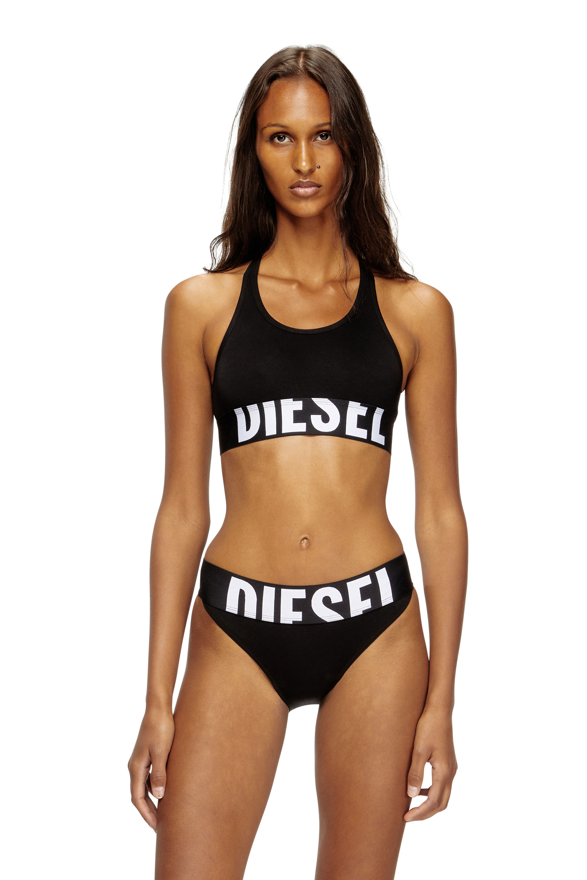 Diesel - UFSB-COTTON-RACE-BRALETTE-XL, Soutien-gorge de sport avec logo découpé Femme in Noir - 3