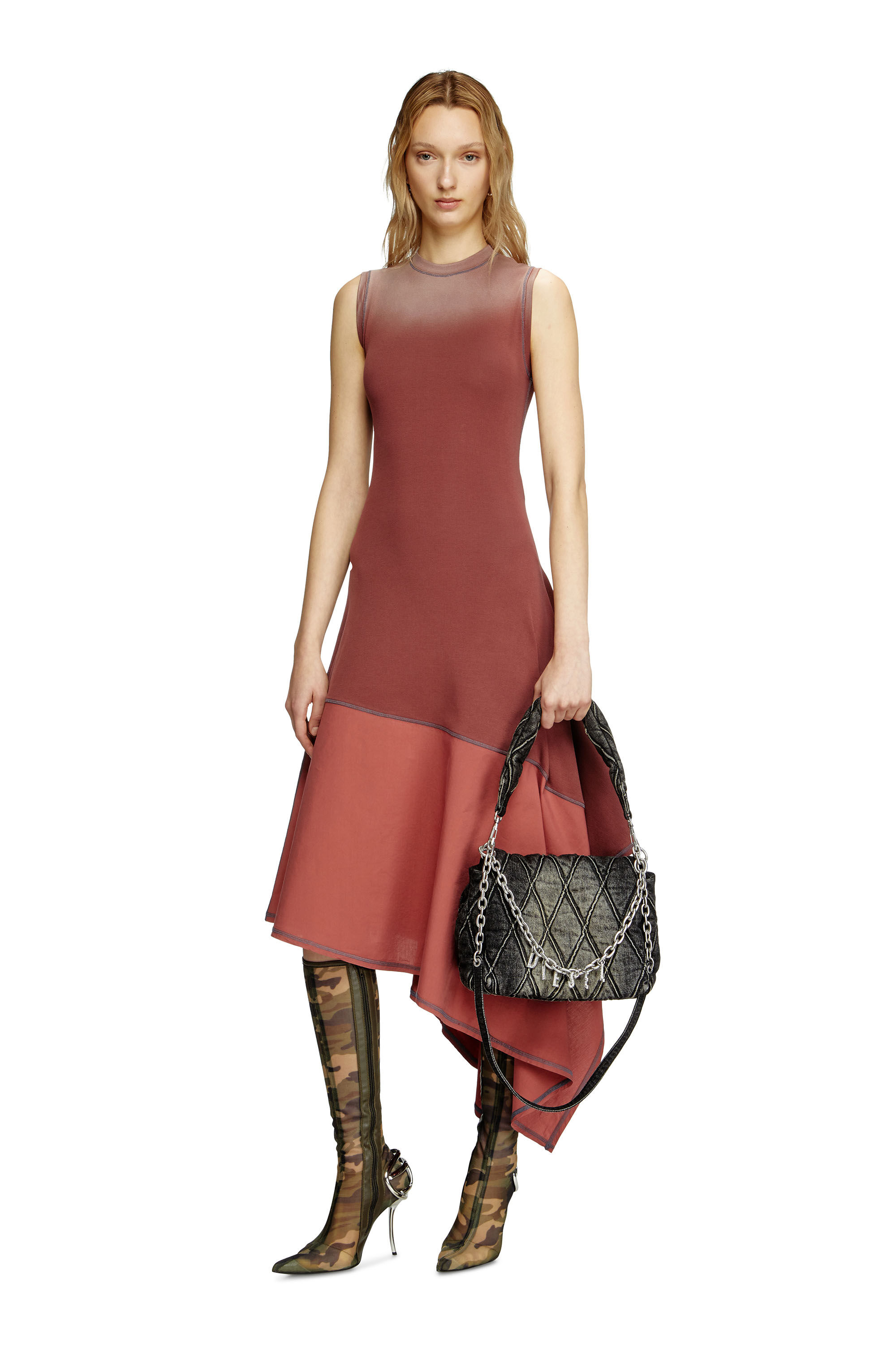 Diesel - D-ELICY, Robe asymétrique sans manches Femme in Rose - 3