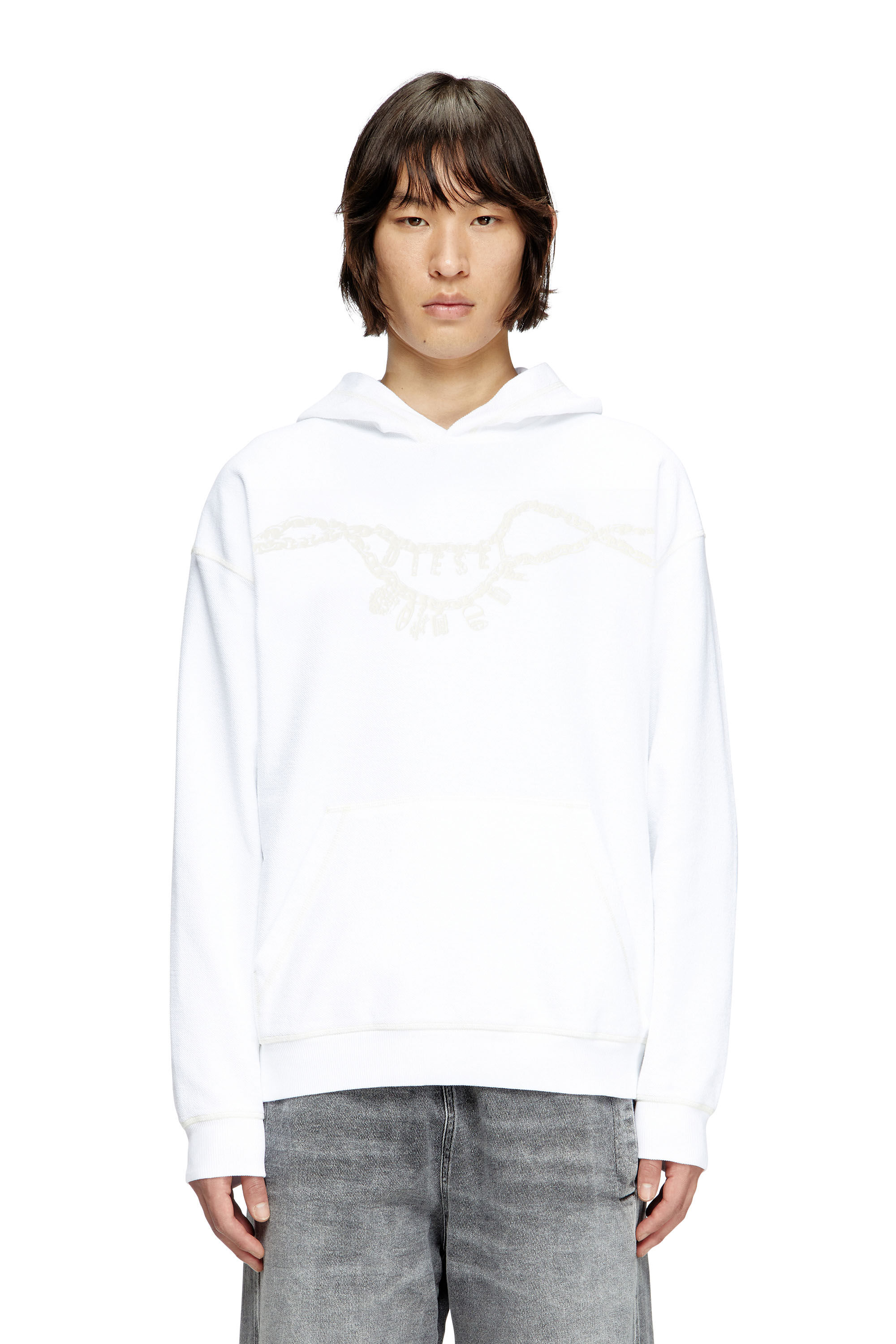 Diesel - S-BOXT-HOOD-HOSHI, Sweat-shirt à capuche avec imprimé collier à breloques Mixte in Blanc - 3
