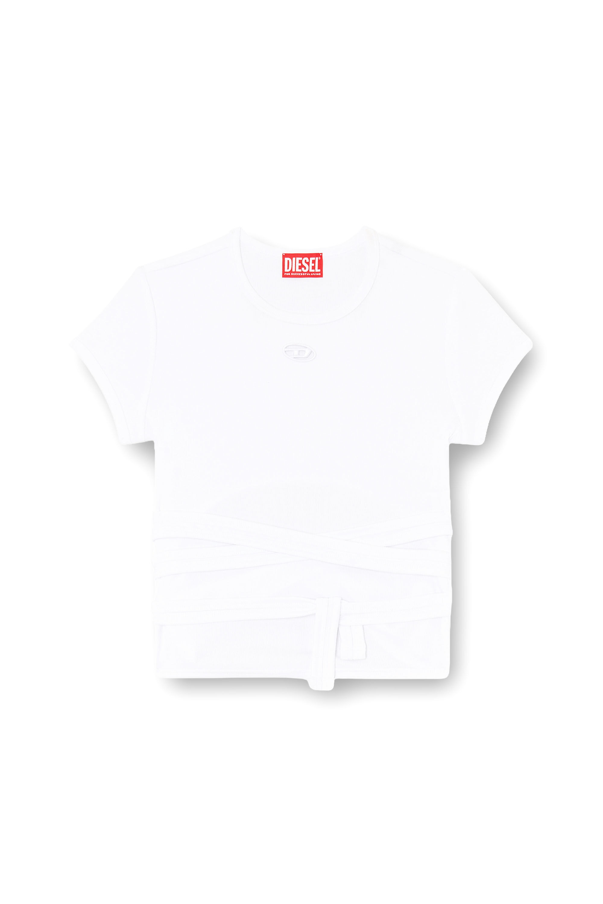 Diesel - T-BUNNY-TAIL-S1, Haut c&ocirc;tel&eacute; avec lacets enveloppants Femme in Blanc - 2