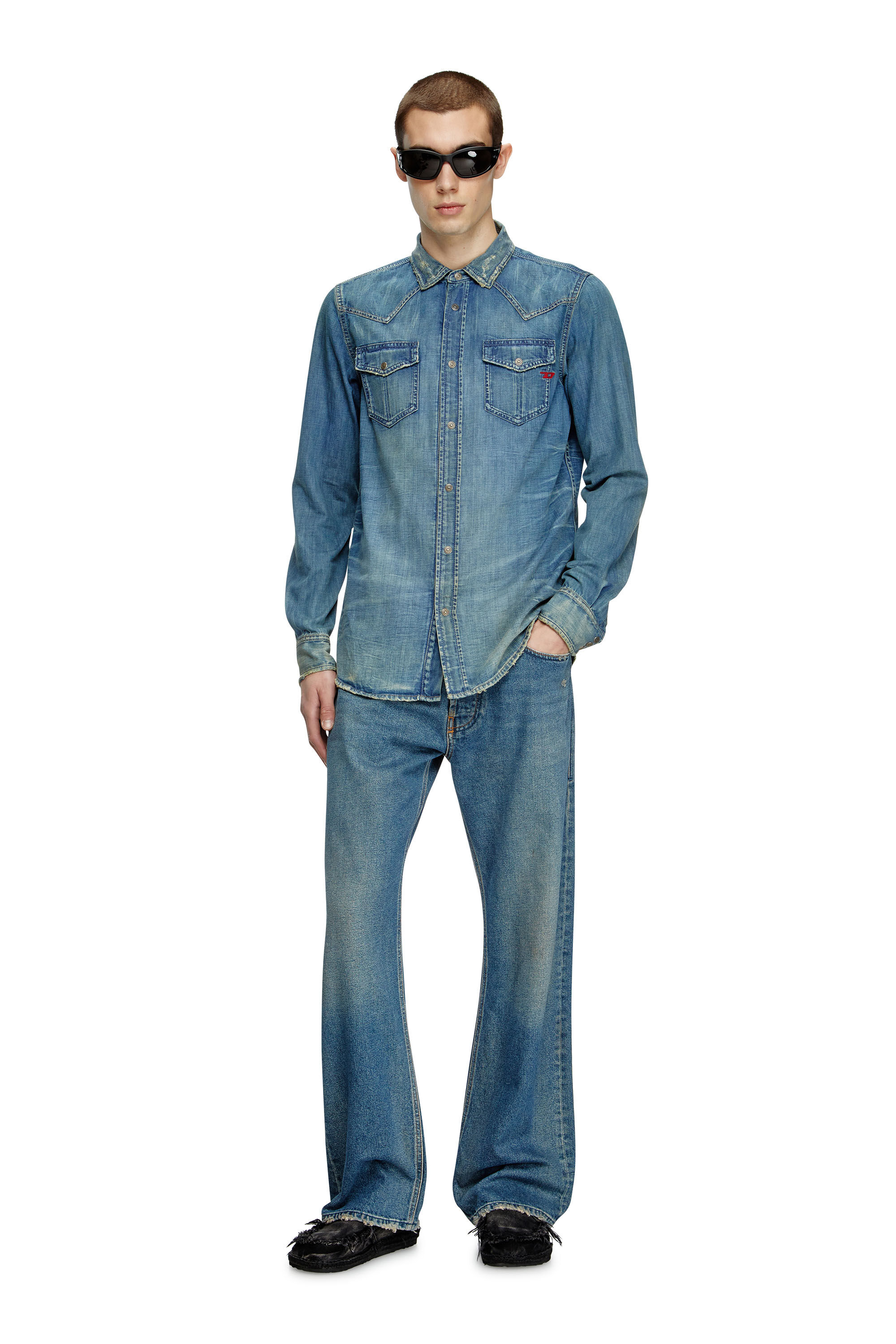 Diesel - D-VEGA, Surchemise en denim Homme in Bleu - 1