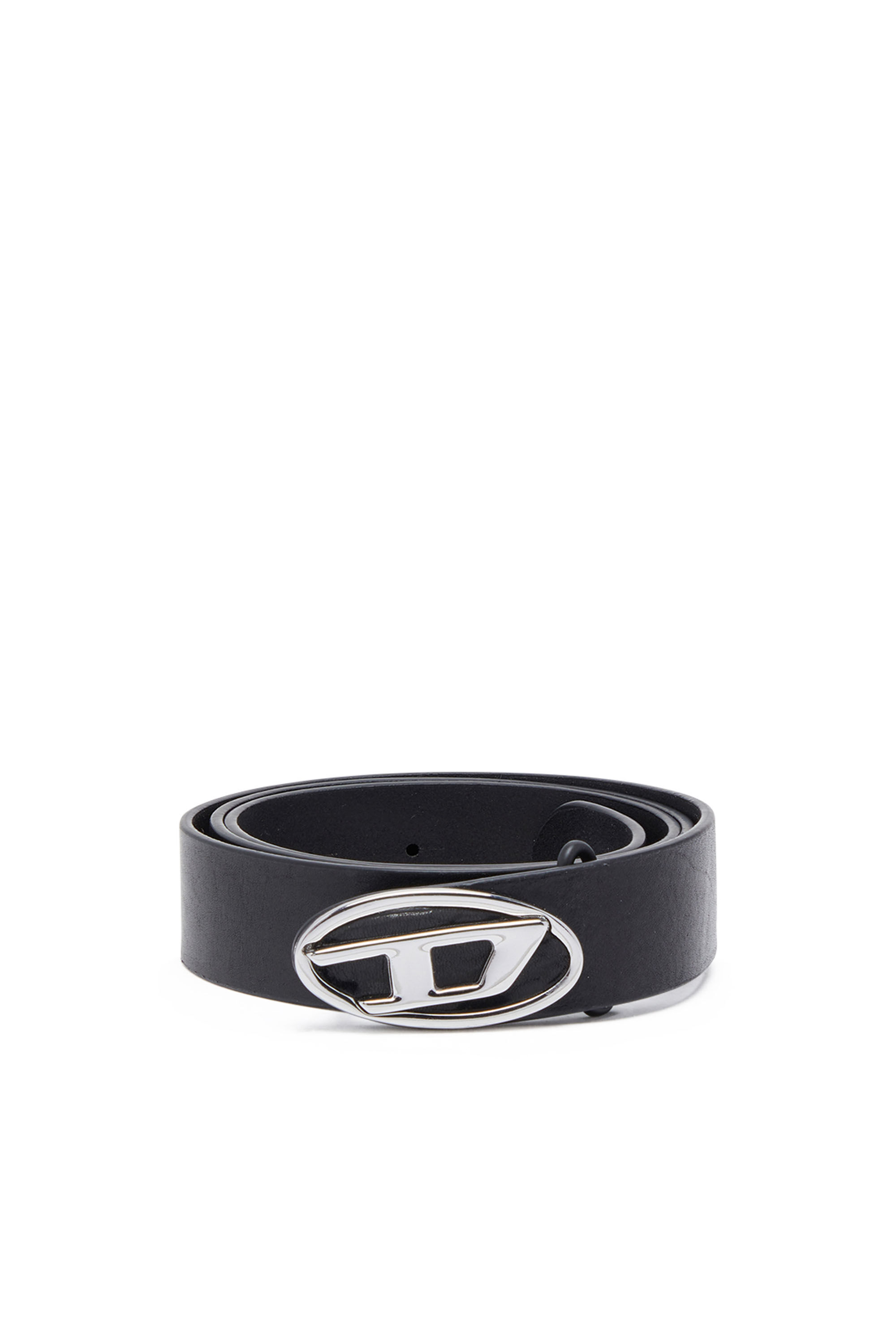 Ceinture en cuir avec logo Oval D Homme Noir Diesel