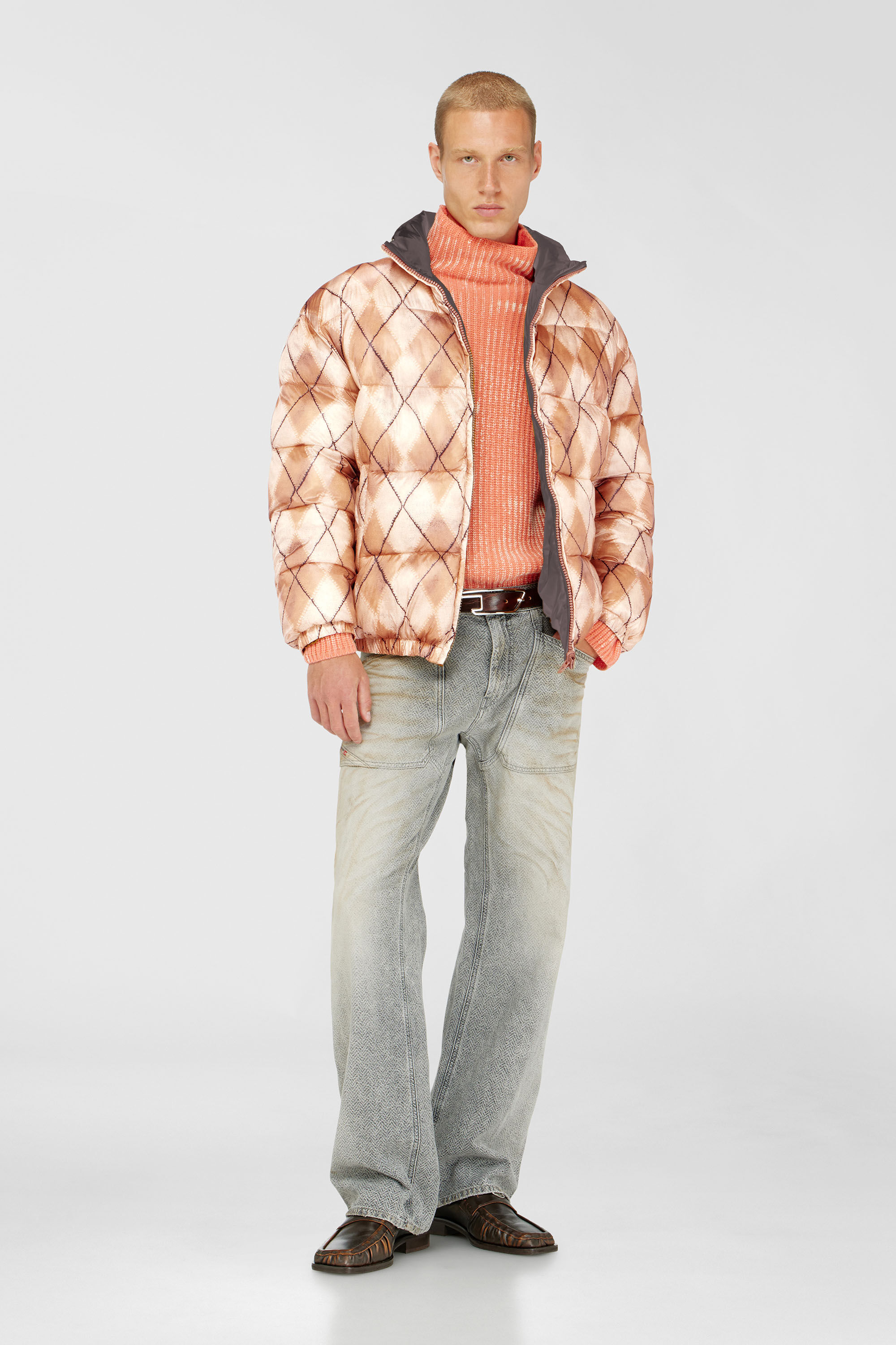 Diesel - W-BOURB-DLCK, Doudoune r&eacute;versible &agrave; motif losange Homme in Polychrome - 1