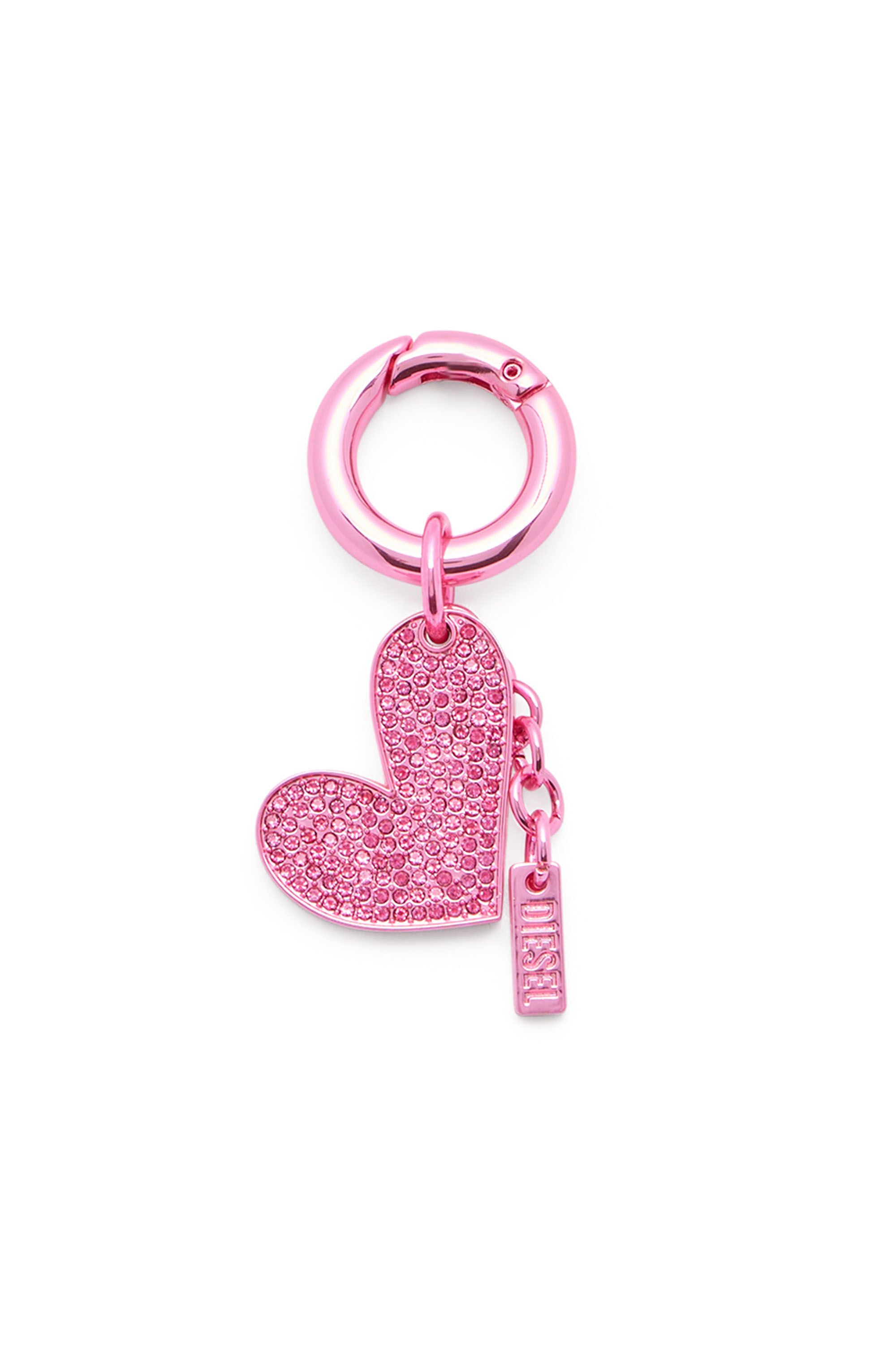 Diesel - CHARM-HEART, Breloque c&oelig;ur en m&eacute;tal avec strass Femme in Rose - 1