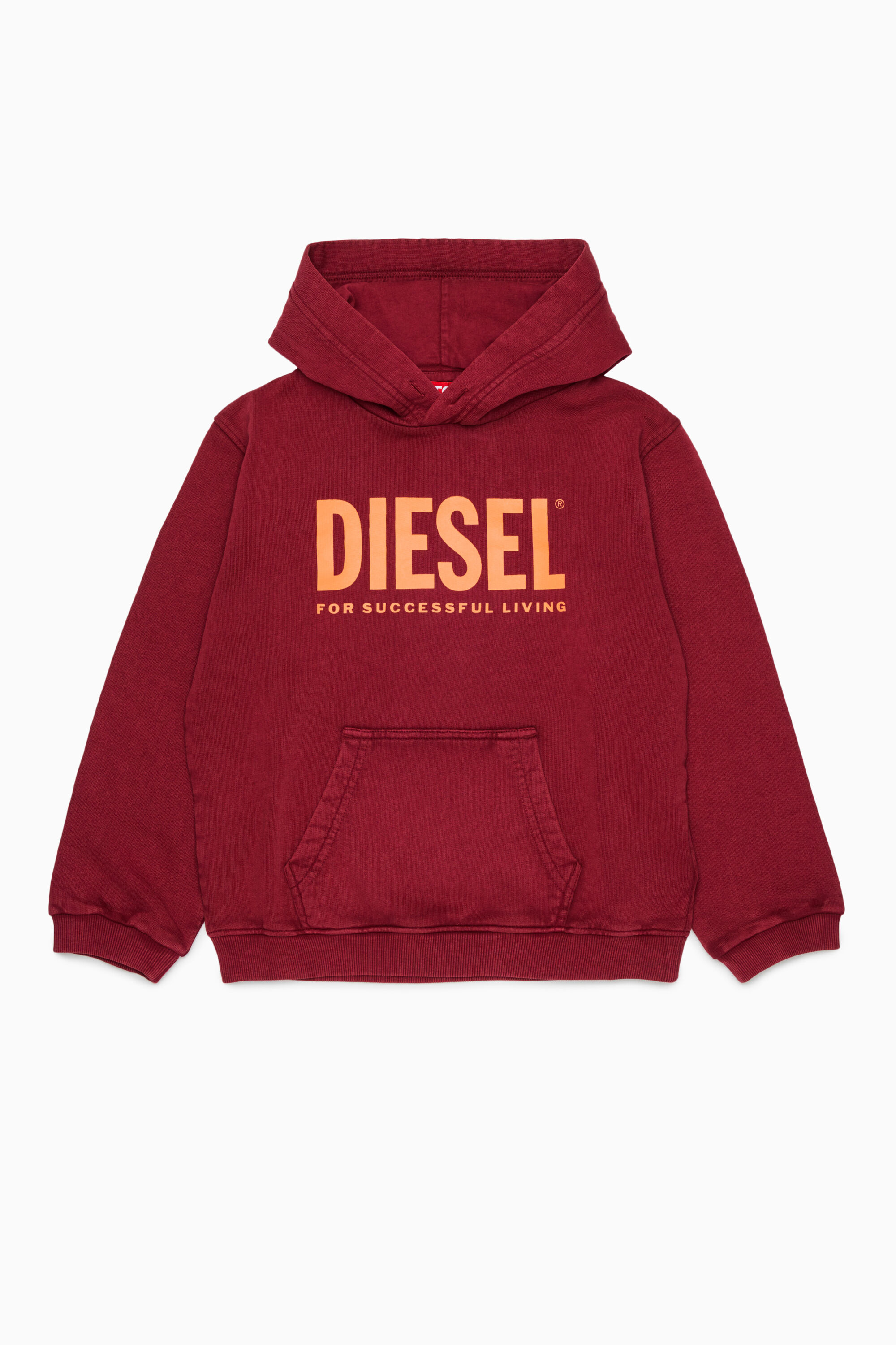 Diesel - STISEL OVER, Sweat &agrave; capuche avec maxi logo imprim&eacute; Homme in Rouge - 1