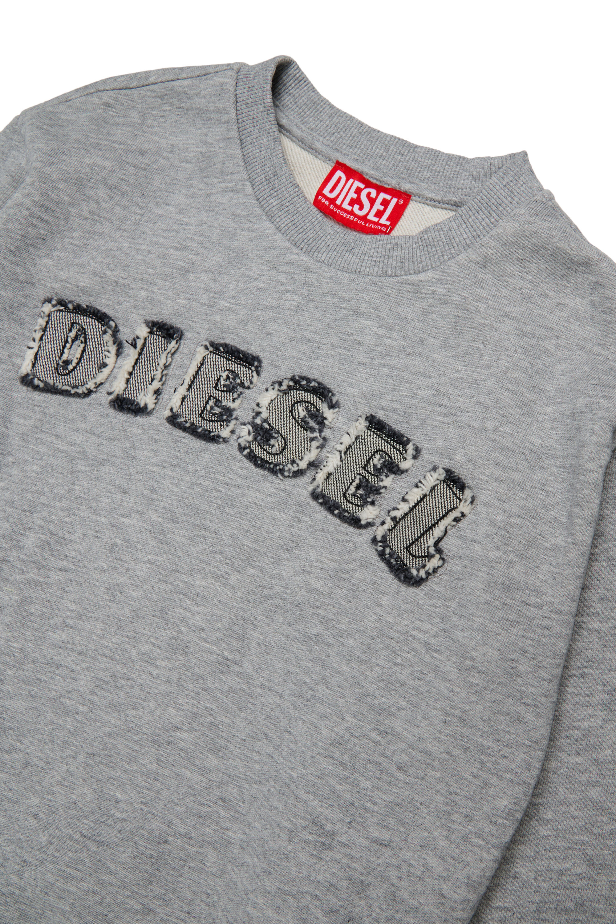 Diesel - SJEANS OVER, Sweatshirt avec lettres de logo effiloch&eacute;es Homme in Gris - 3