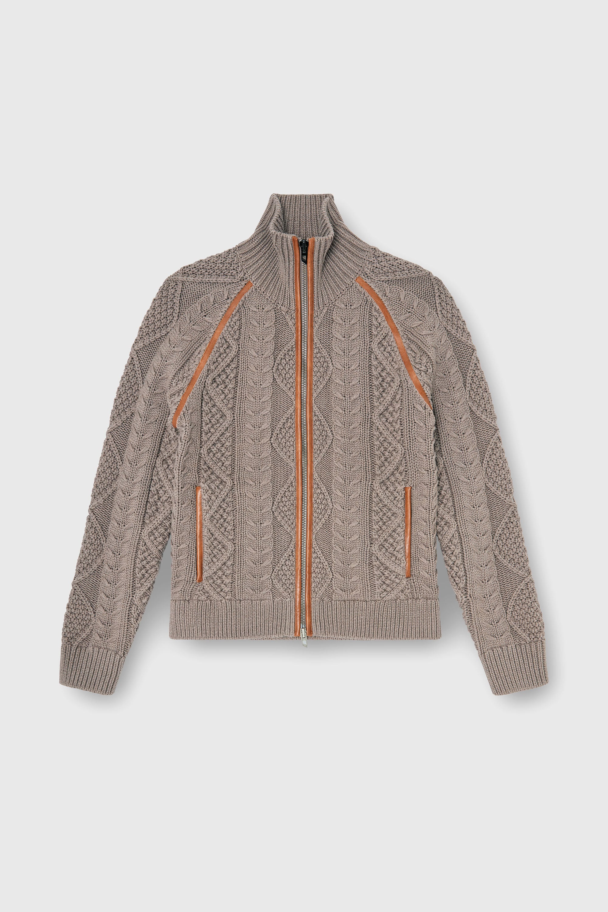 Diesel - K-INOKI, Cardigan zip en maille torsad&eacute;e Homme in Gris - 2
